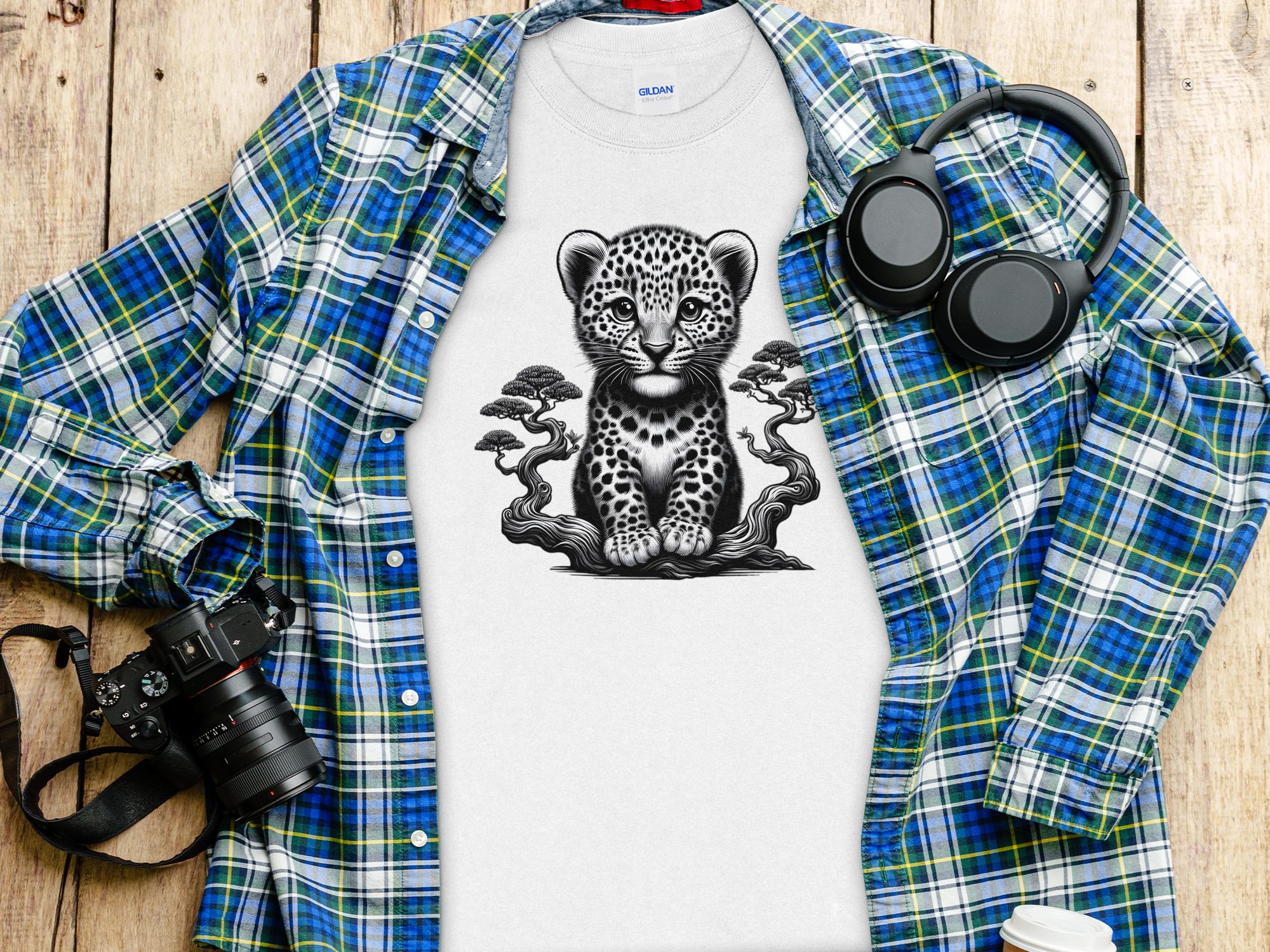 Leopard Bonsai - Coloured Gildan Long Sleeve Realistic Animal Talisman Unisex Cute Tee Graphic Design