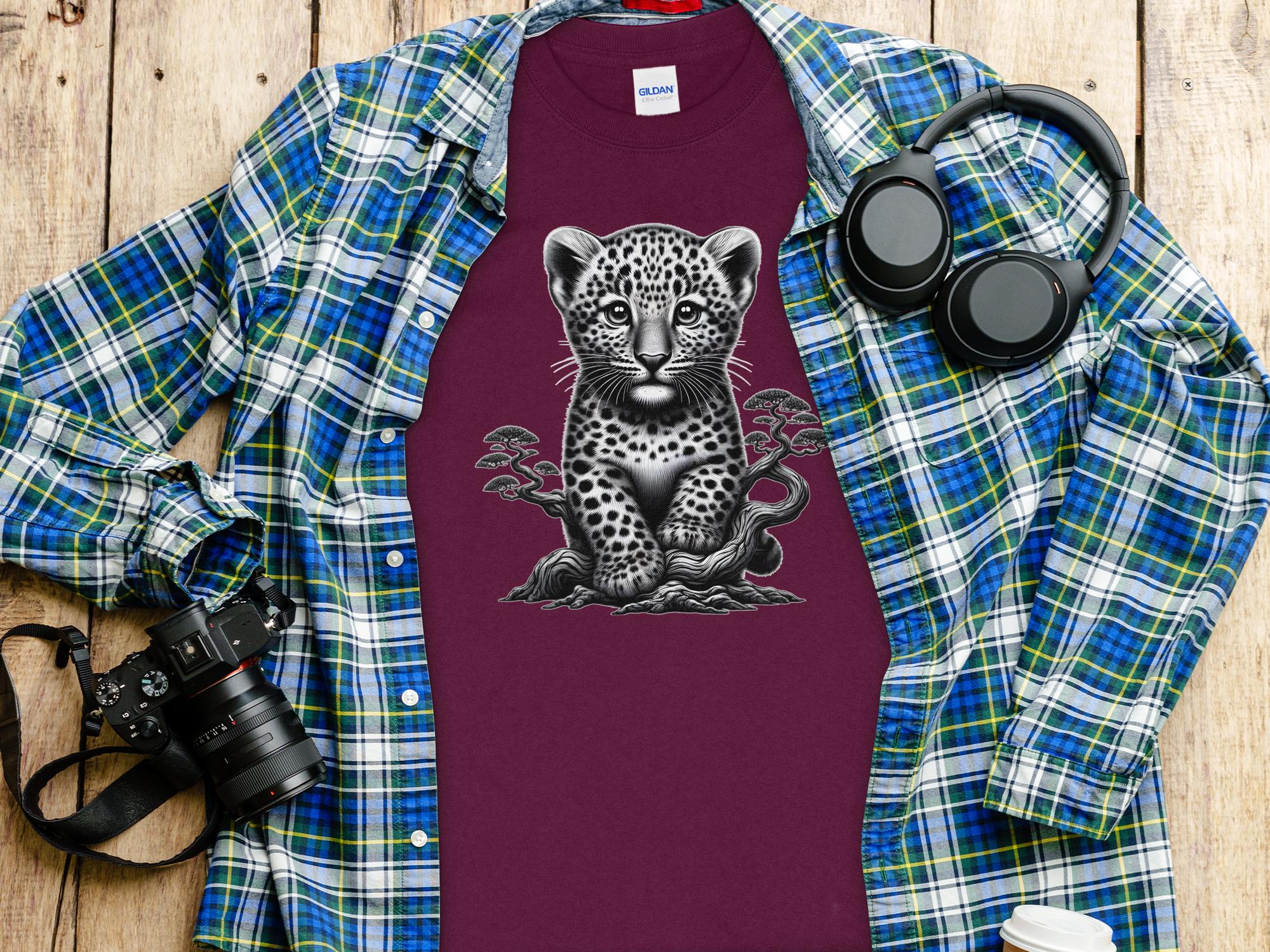 Leopard Bonsai - Coloured Gildan Long Sleeve Realistic Animal Talisman Unisex Cute Tee Graphic Design