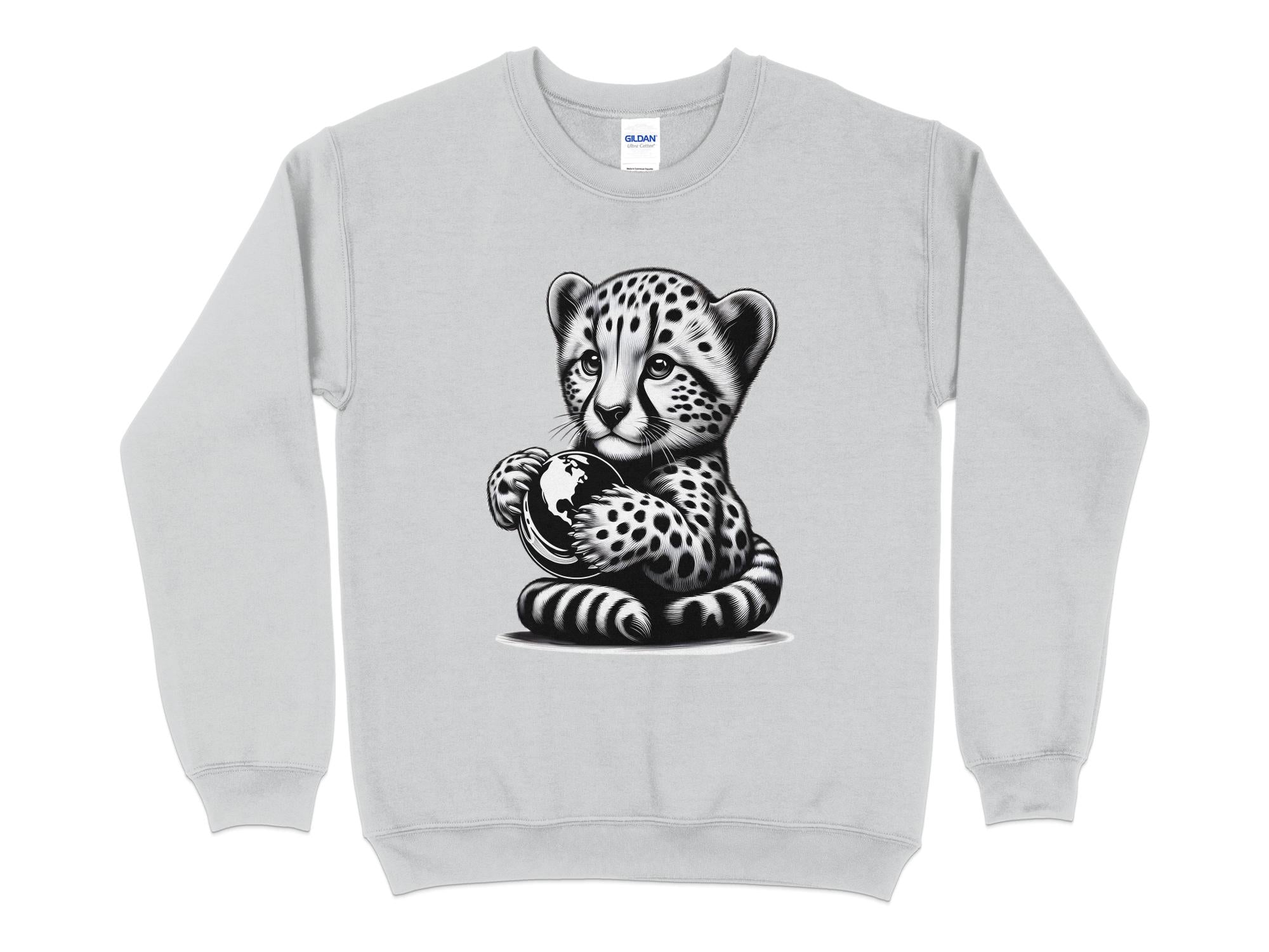 Cheetah World - Coloured Gildan Sweatshirt Realistic Animal Talisman Unisex Cute Tee Graphic Design