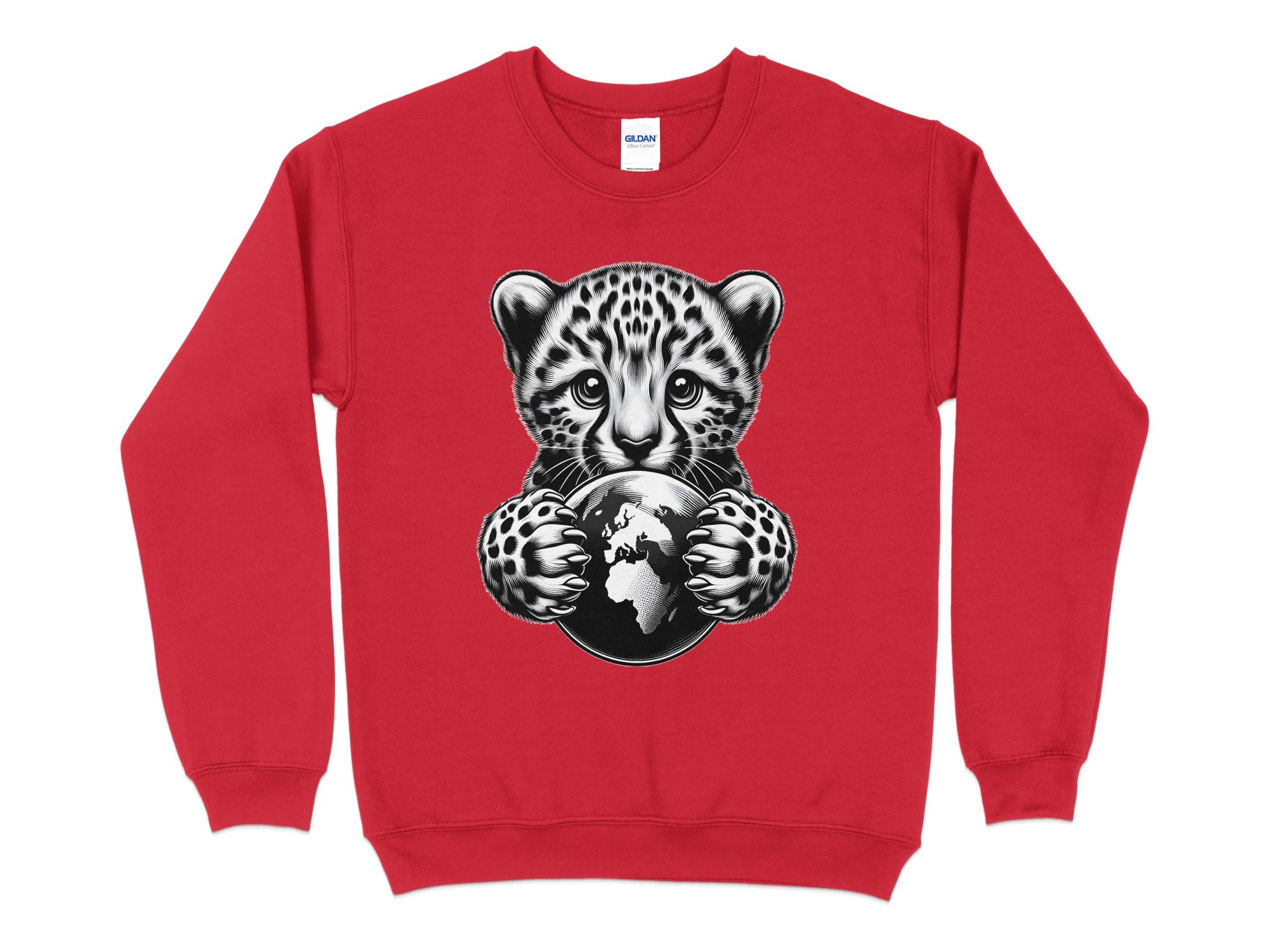 Cheetah World - Coloured Gildan Sweatshirt Realistic Animal Talisman Unisex Cute Tee Graphic Design