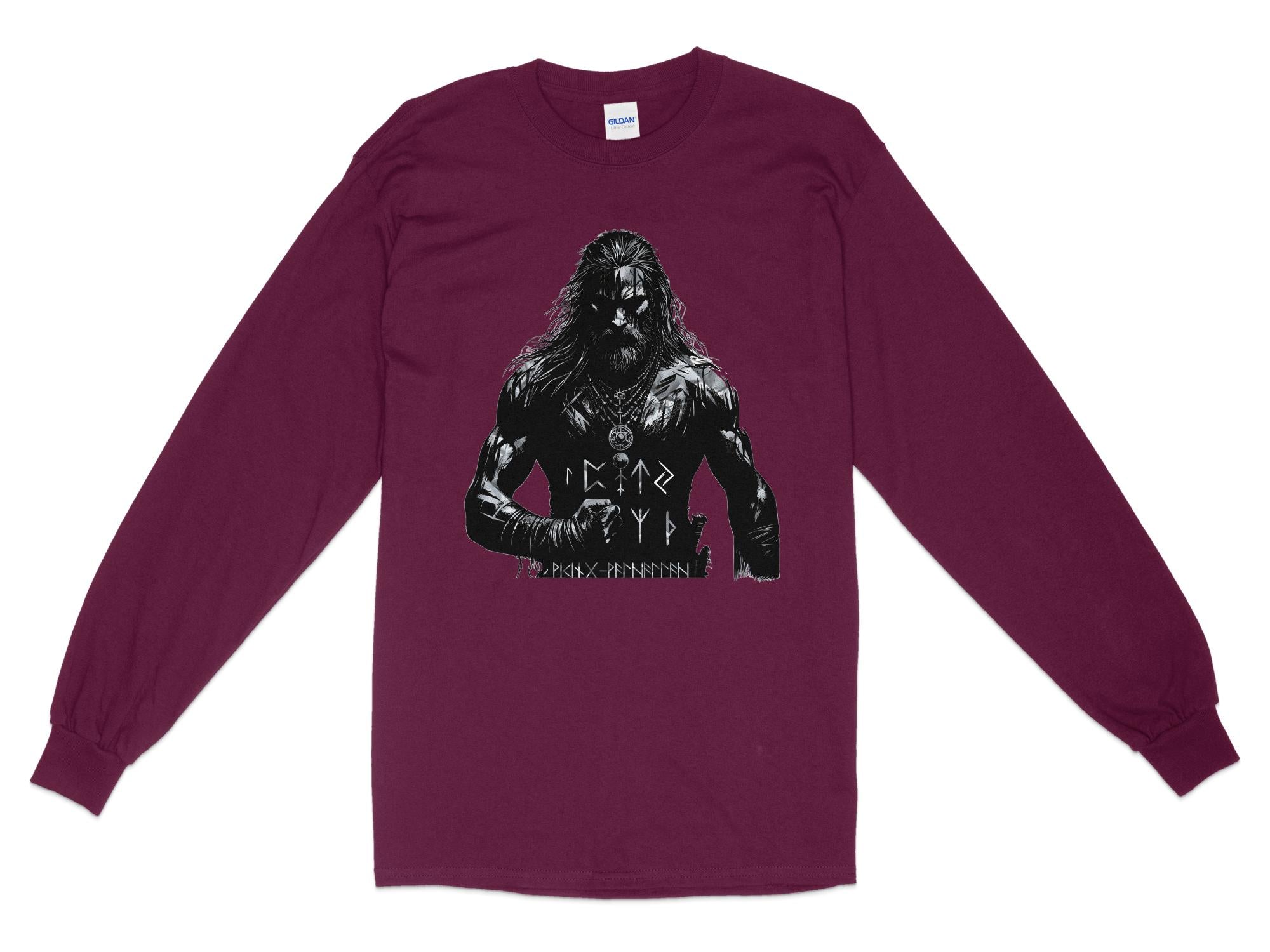 Viking Conviction - Coloured Gildan Long Sleeve Norse Talisman Men Women Unisex Valhalla Tee