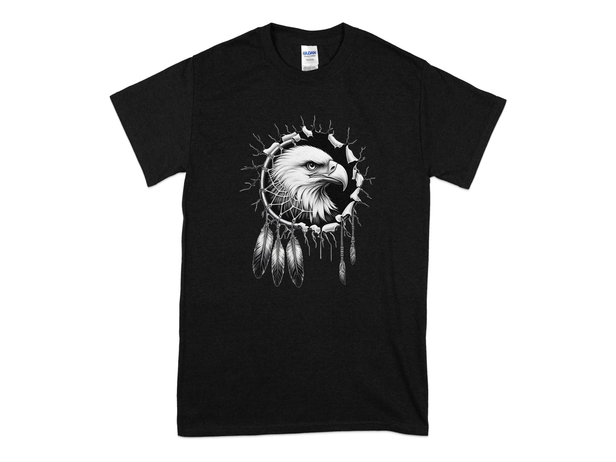 Dreamcatcher Eagle - Coloured Gildan T-Shirt Realistic Native American Talisman Unisex Mythology Tee Graphic Design