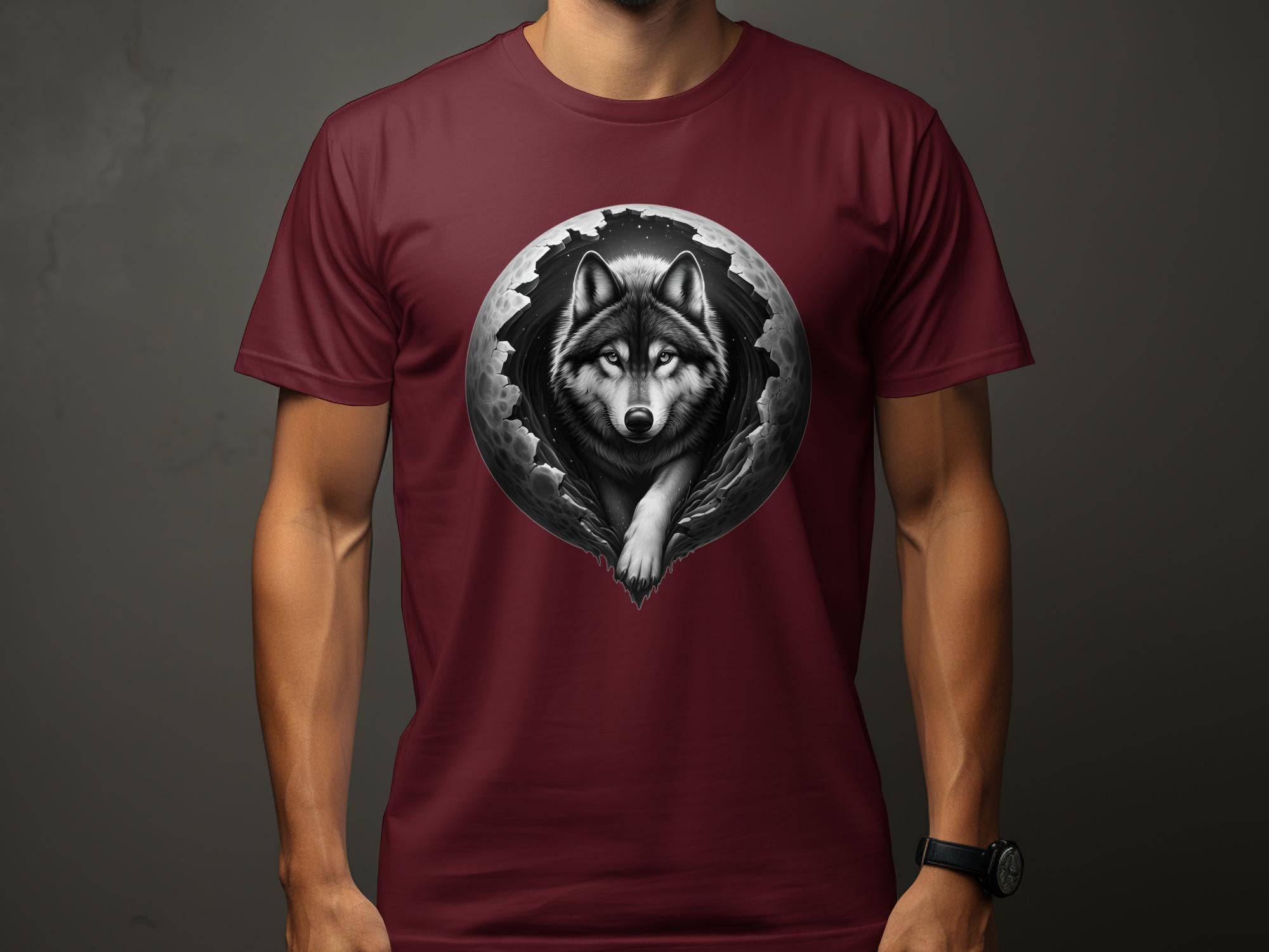 Moon Wolf - Coloured Gildan T-Shirt Realistic Animal Talisman Unisex Mythology Tee Graphic Design