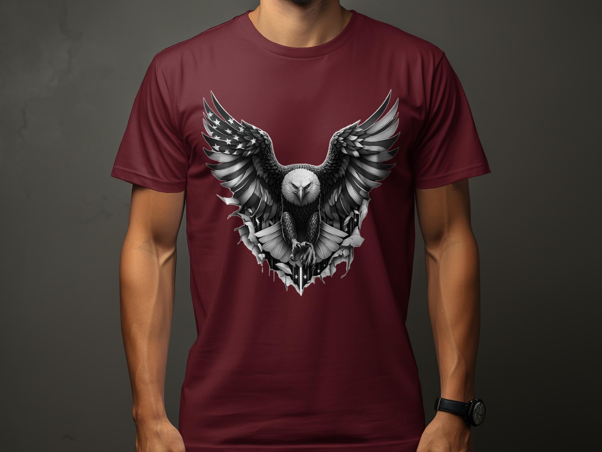 Eagle Patriot - Coloured Gildan T-Shirt Realistic Animal Talisman Unisex Tee Graphic Design