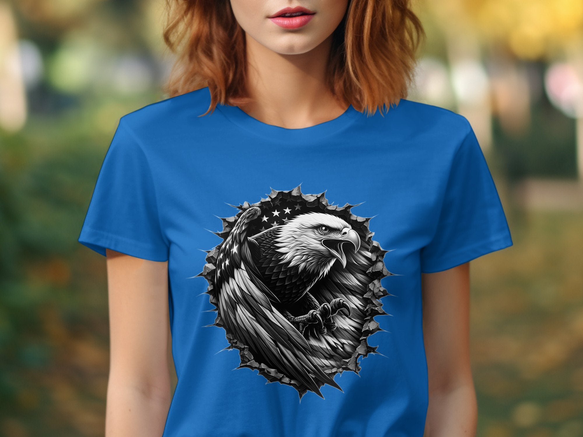 Eagle Patriot - Coloured Gildan T-Shirt Realistic Animal Talisman Unisex Tee Graphic Design