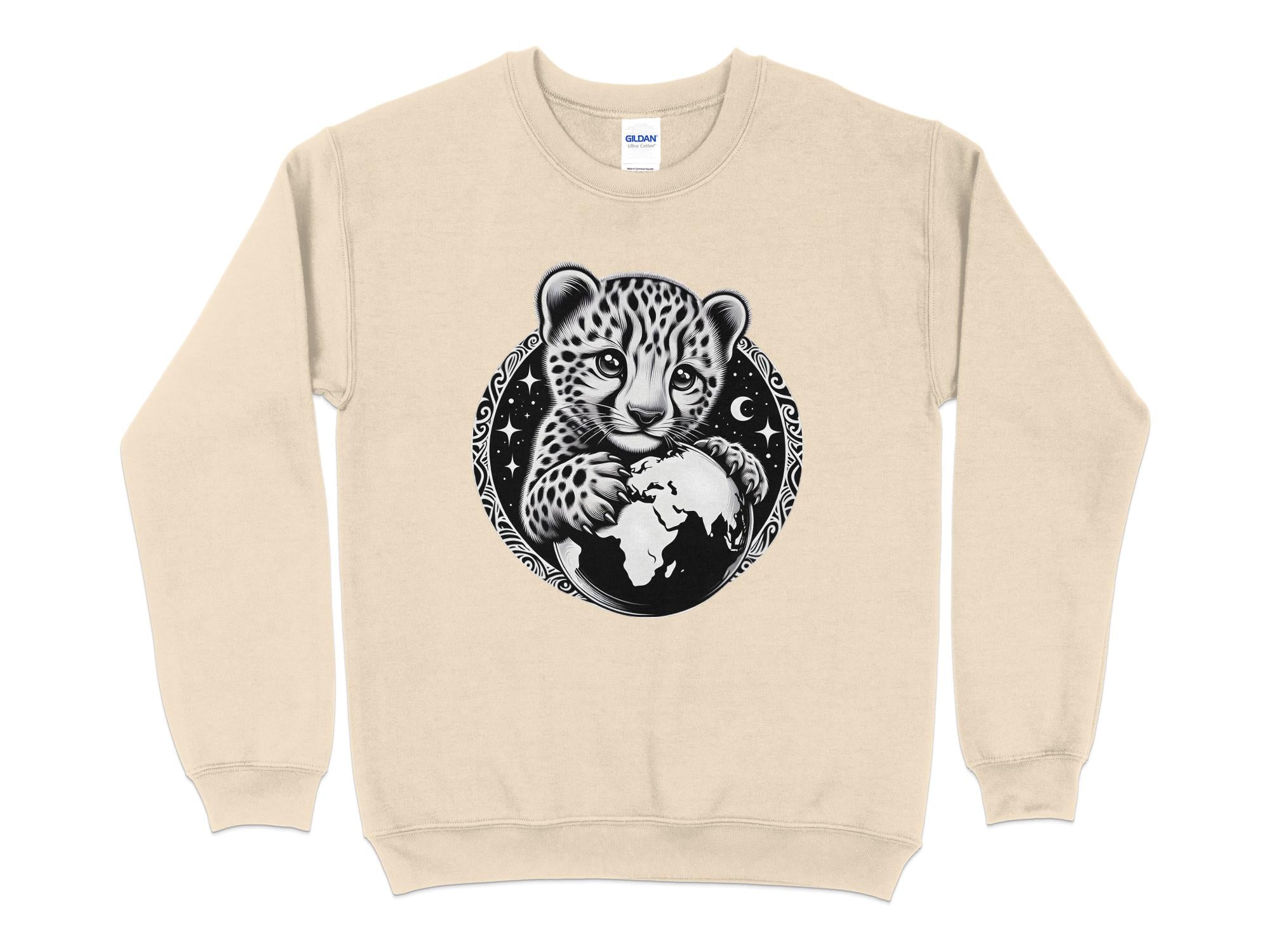 Cheetah World - Coloured Gildan Sweatshirt Realistic Animal Talisman Unisex Cute Tee Graphic Design