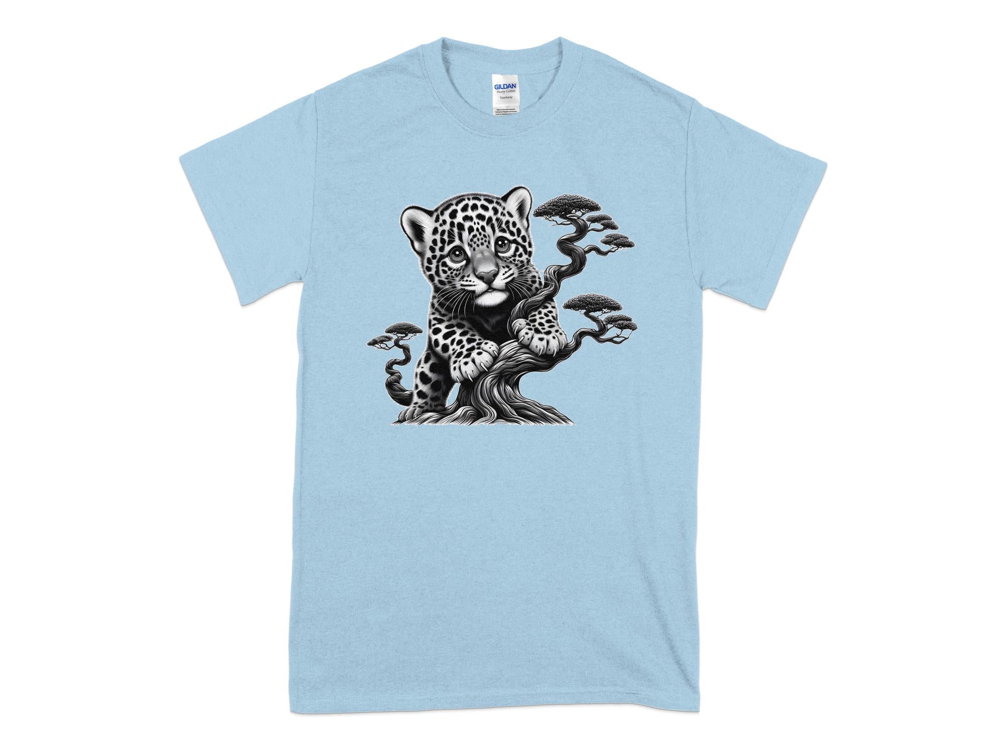 Leopard Bonsai - Coloured Gildan T-Shirt Realistic Animal Talisman Unisex Cute Tee Graphic Design