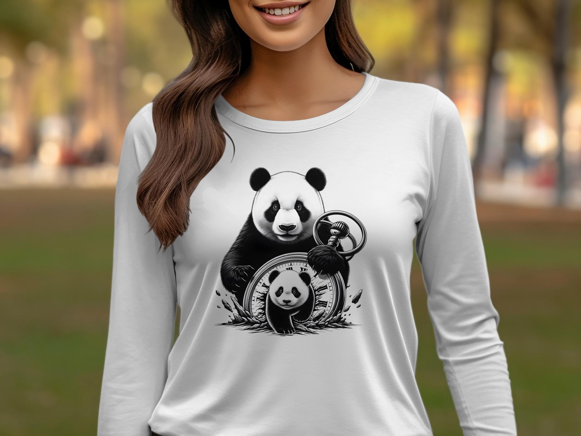 Panda - Coloured Gildan Long Sleeve Realistic Animal Talisman Unisex Cute Tee Graphic Design