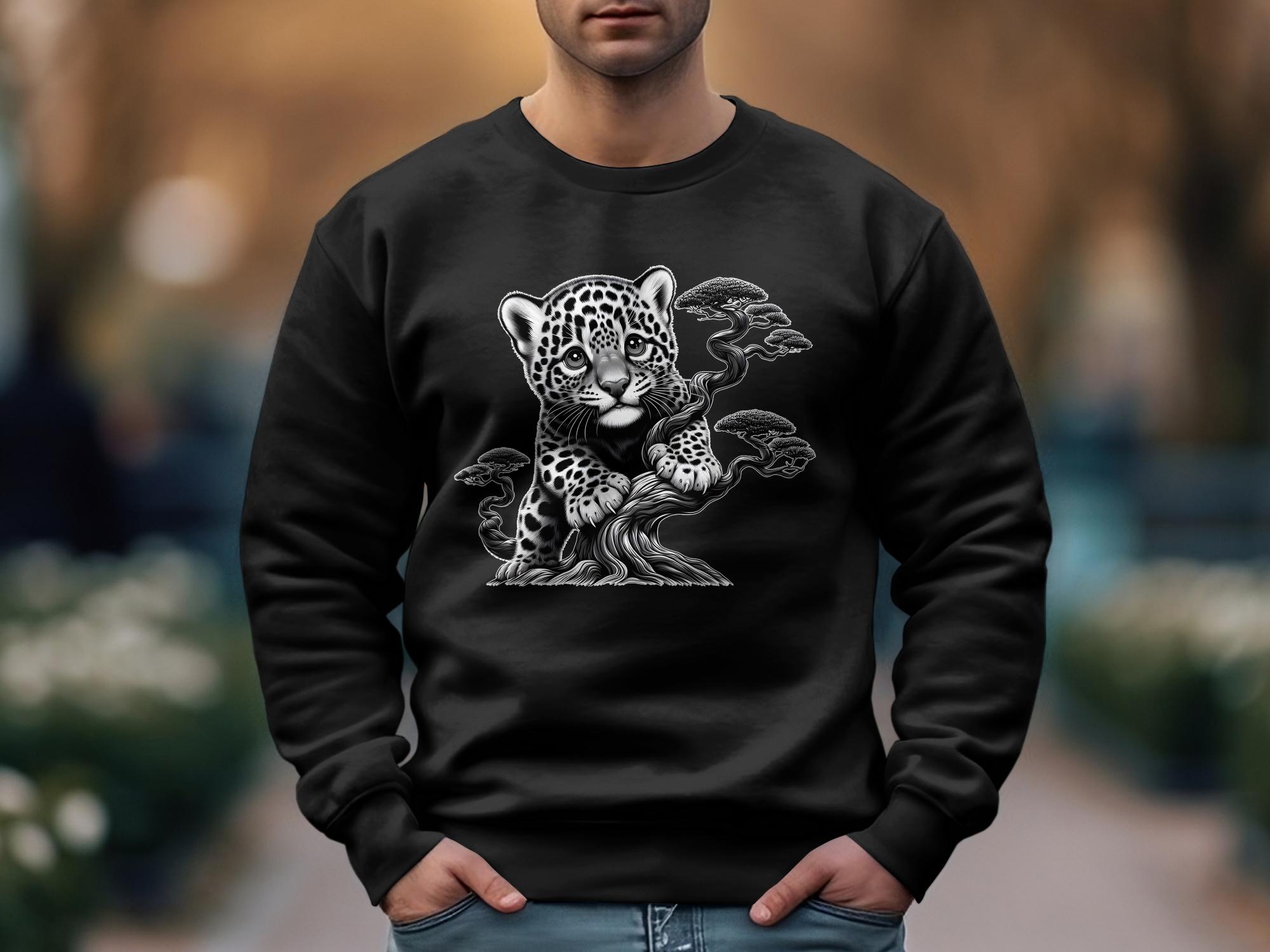 Leopard Bonsai - Coloured Gildan Sweatshirt Realistic Animal Talisman Unisex Cute Tee Graphic Design