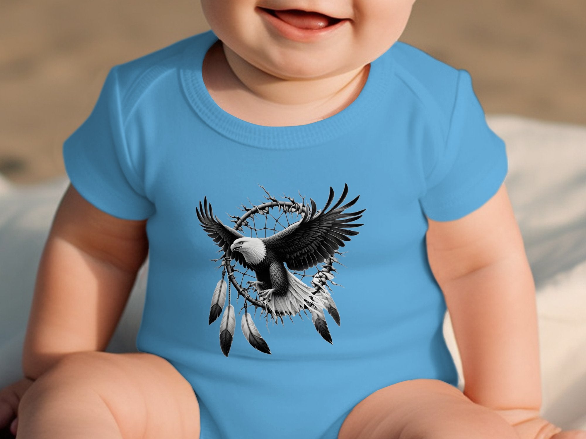 Dreamcatcher Eagle - Coloured  Toddler Bodysuit Realistic Native American Talisman Unisex Mythology Tee Graphic Design