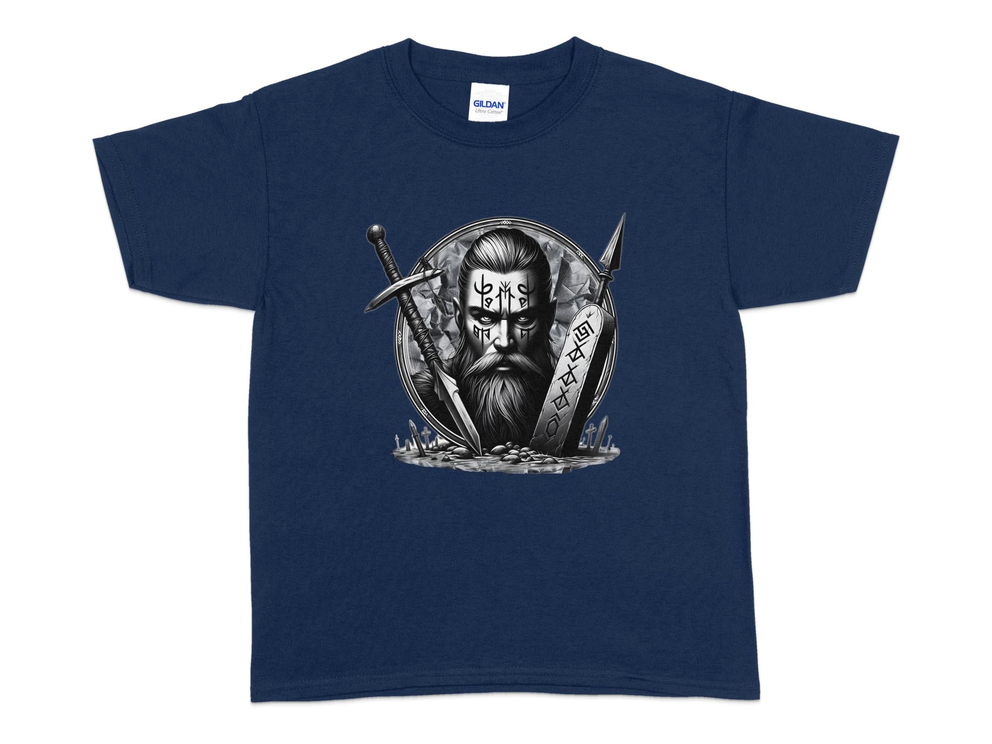 Viking Fortitude - Coloured Gildan Kids T-Shirt Realistic Norse Talisman Unisex Valhalla Tee Graphic Design