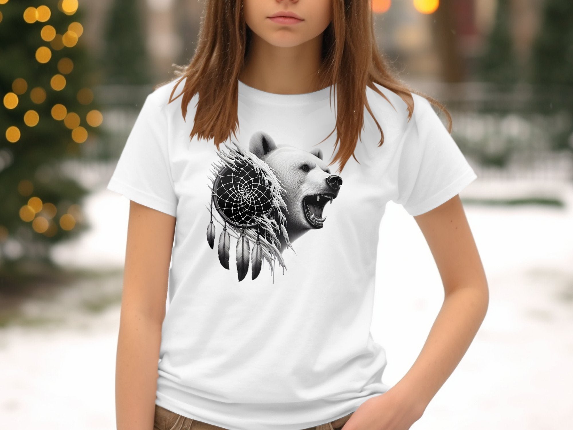 Dreamcatcher Bear - Coloured Gildan Kids T Shirt Realistic Native American Talisman Unisex Mythology Tee Graphic Design