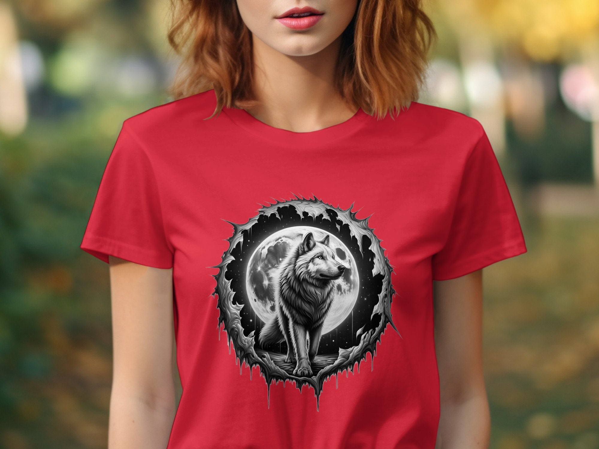 Moon Wolf - Coloured Gildan T-Shirt Realistic Animal Talisman Unisex Mythology Tee Graphic Design