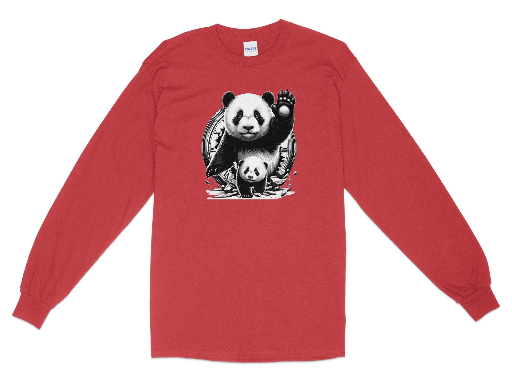 Panda - Coloured Gildan Long Sleeve Realistic Animal Talisman Unisex Cute Tee Graphic Design