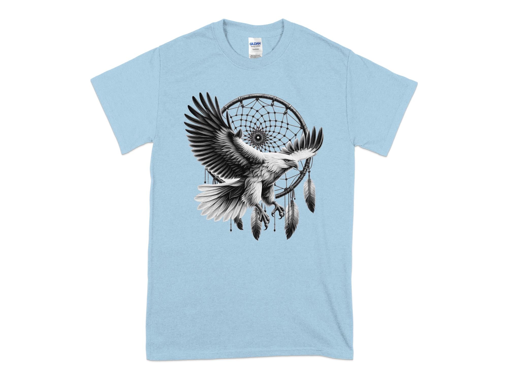 Dreamcatcher Eagle - Coloured Gildan T-Shirt Realistic Native American Talisman Unisex Mythology Tee Graphic Design