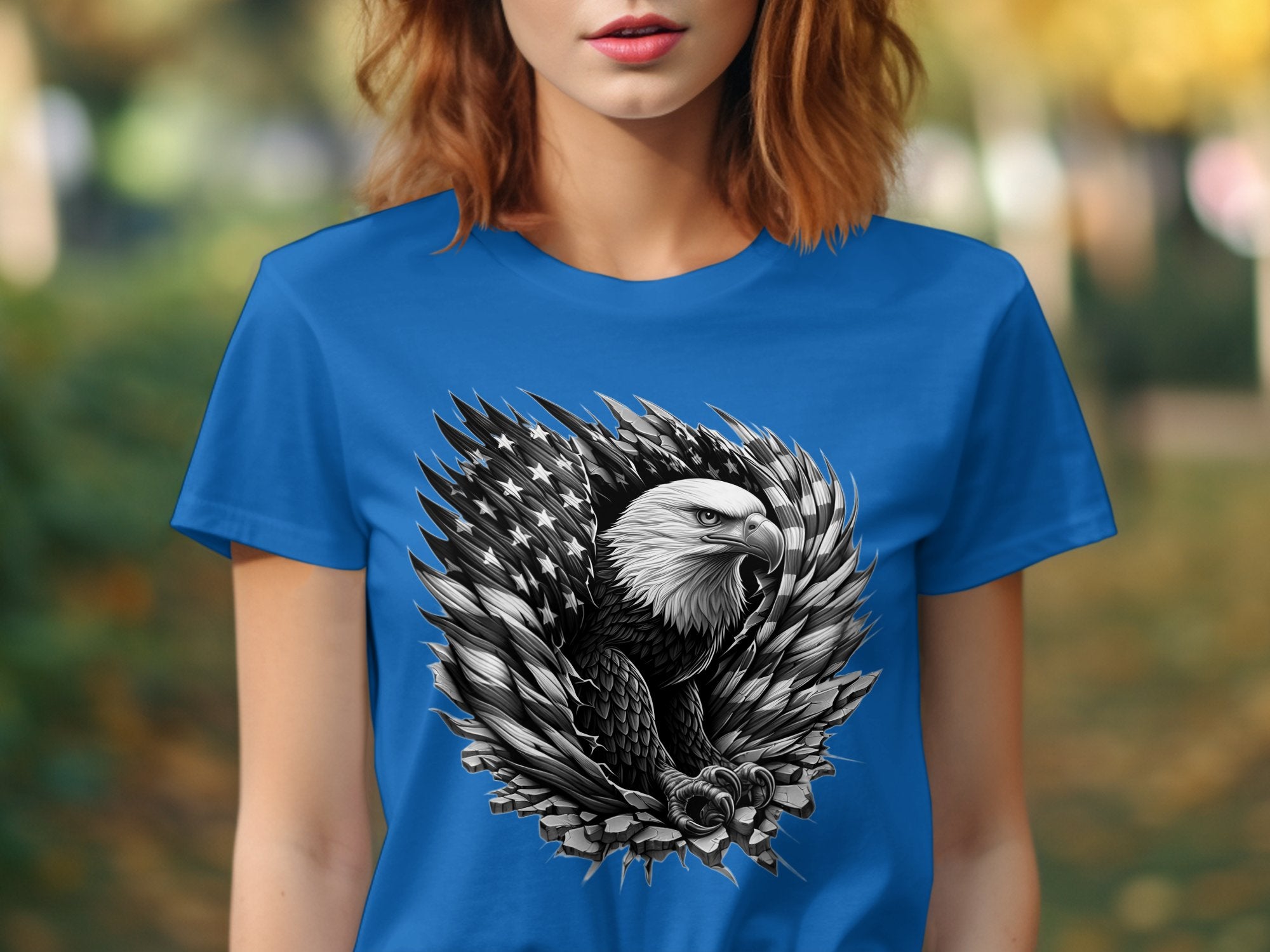 Eagle Patriot - Coloured Gildan T-Shirt Realistic Animal Talisman Unisex Tee Graphic Design