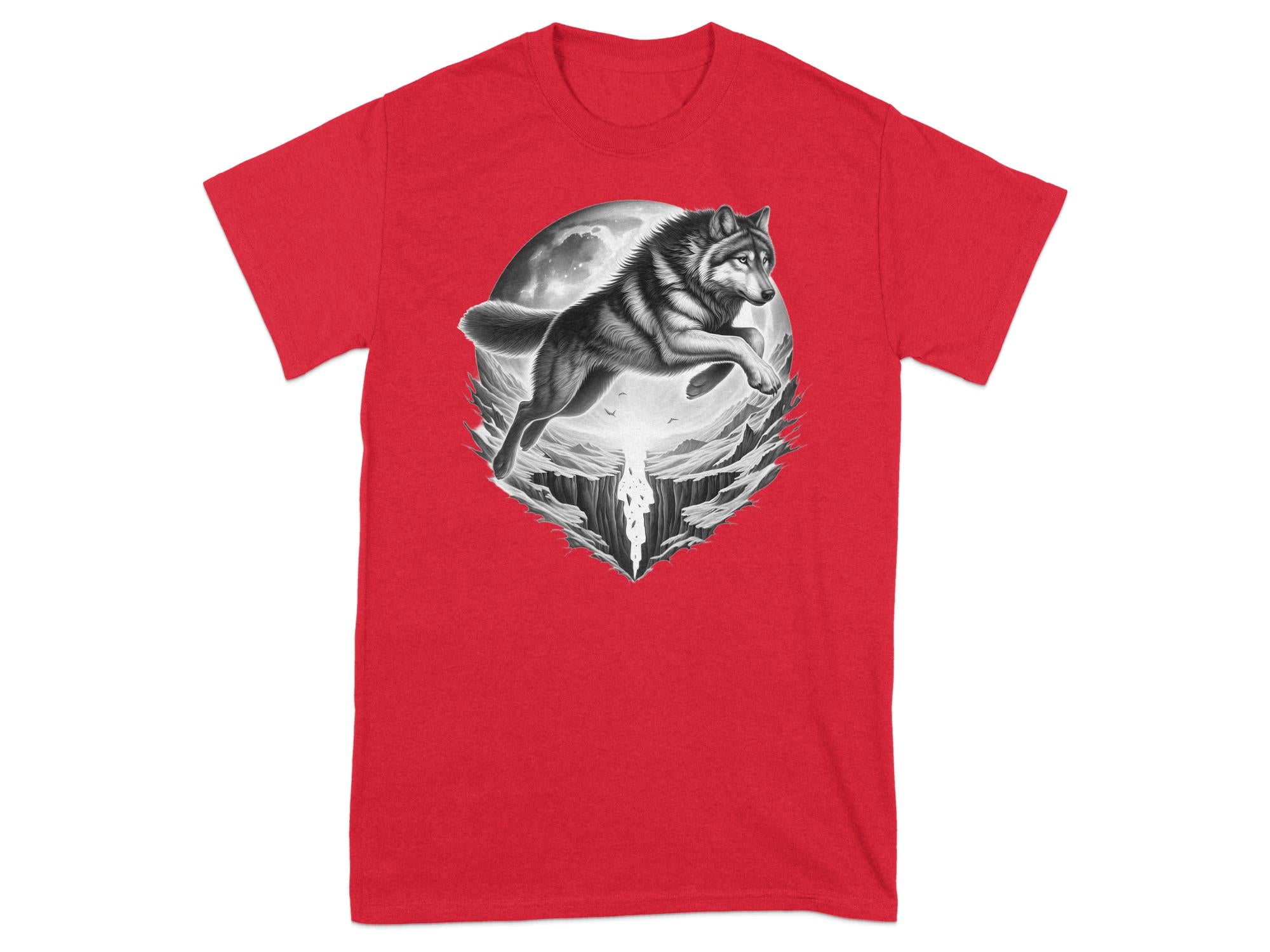 Moon Wolf - Coloured Gildan T-Shirt Realistic Animal Talisman Unisex Mythology Tee Graphic Design