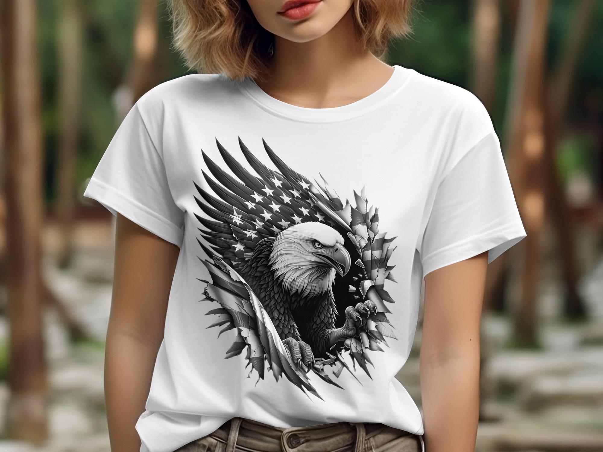 Eagle Patriot - Coloured Gildan T-Shirt Realistic Animal Talisman Unisex Tee Graphic Design