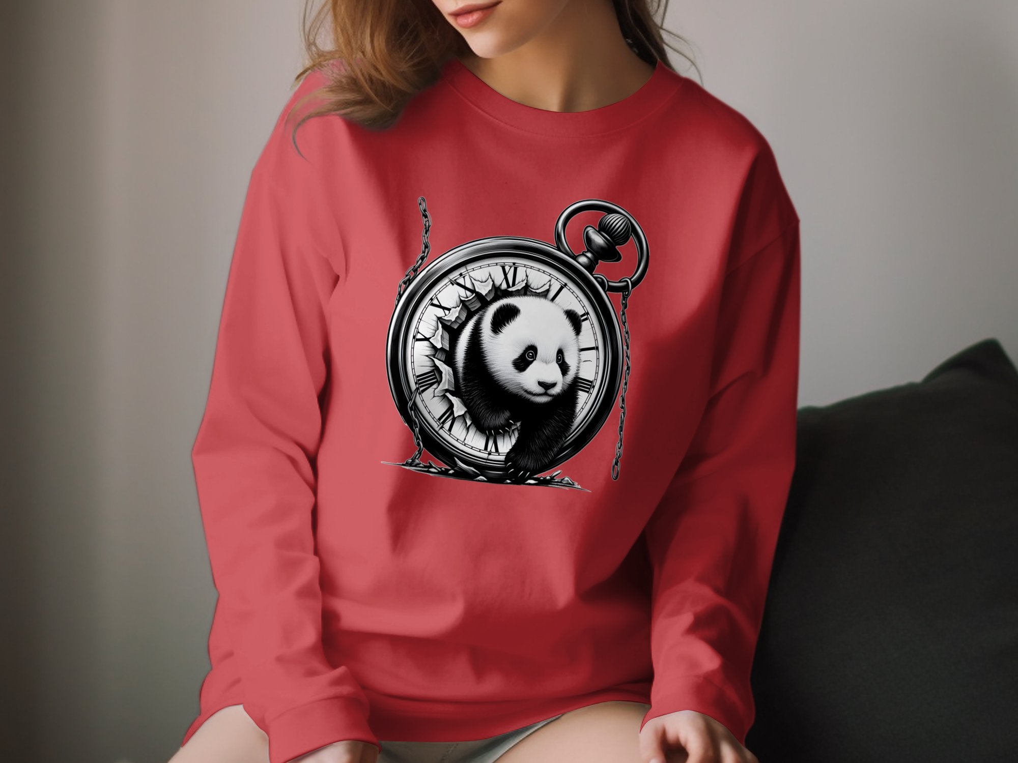 Panda - Coloured Gildan Long Sleeve Realistic Animal Talisman Unisex Cute Tee Graphic Design