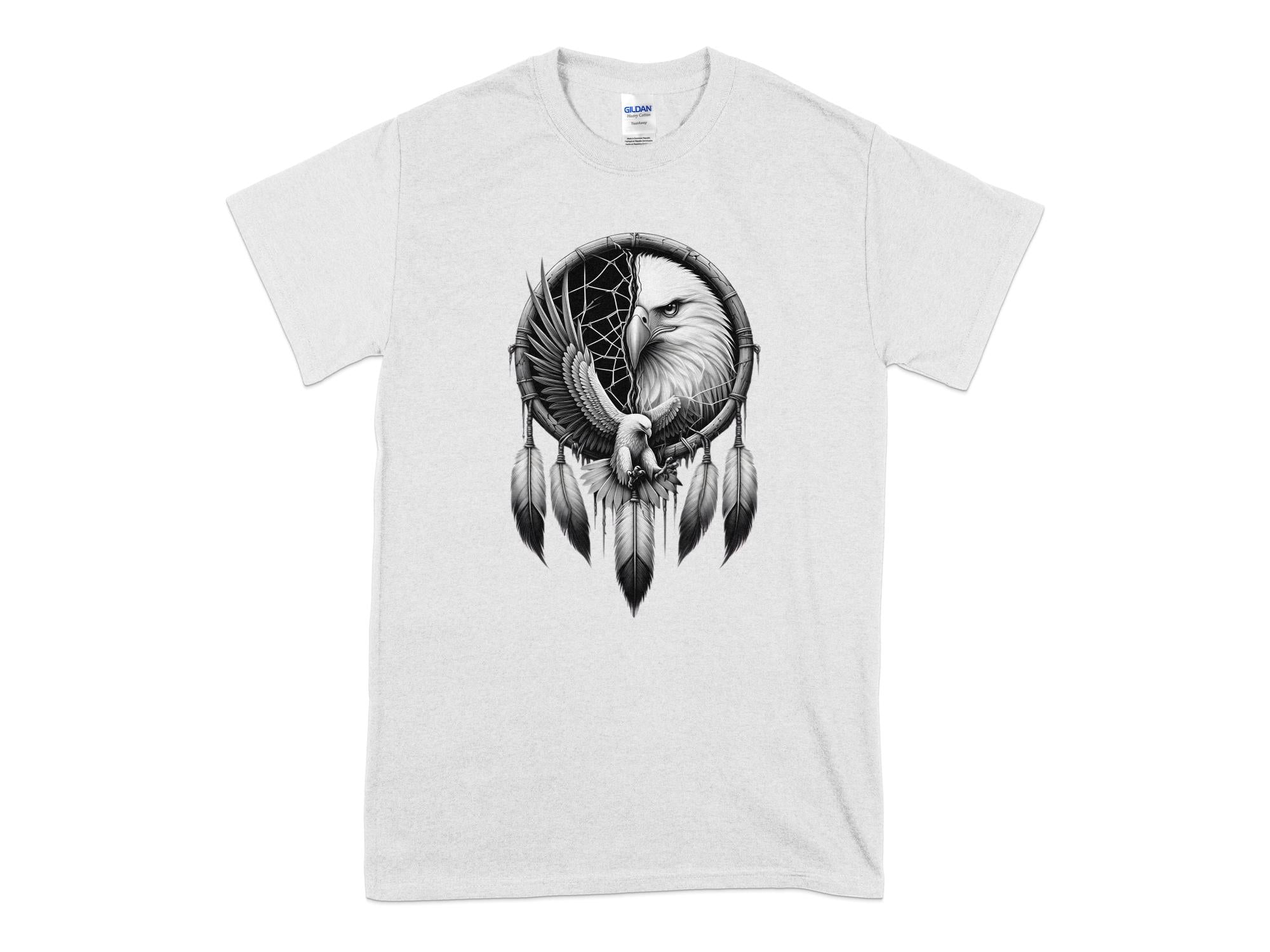 Dreamcatcher Eagle - Coloured Gildan T-Shirt Realistic Native American Talisman Unisex Mythology Tee Graphic Design