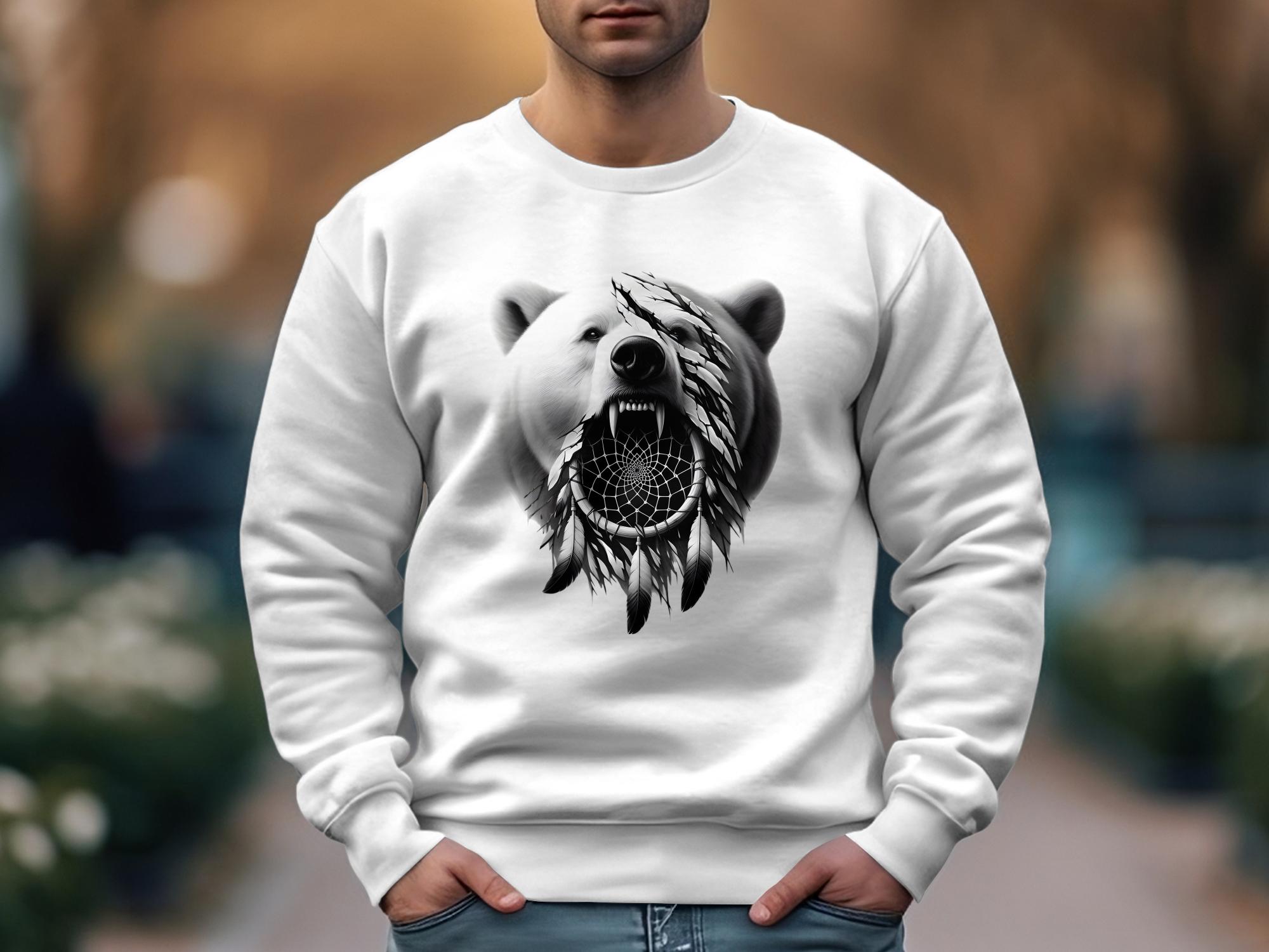 Dreamcatcher Bear - Coloured Gildan Sweatshirt Realistic Native American Talisman Unisex Mythology Tee Graphic Design