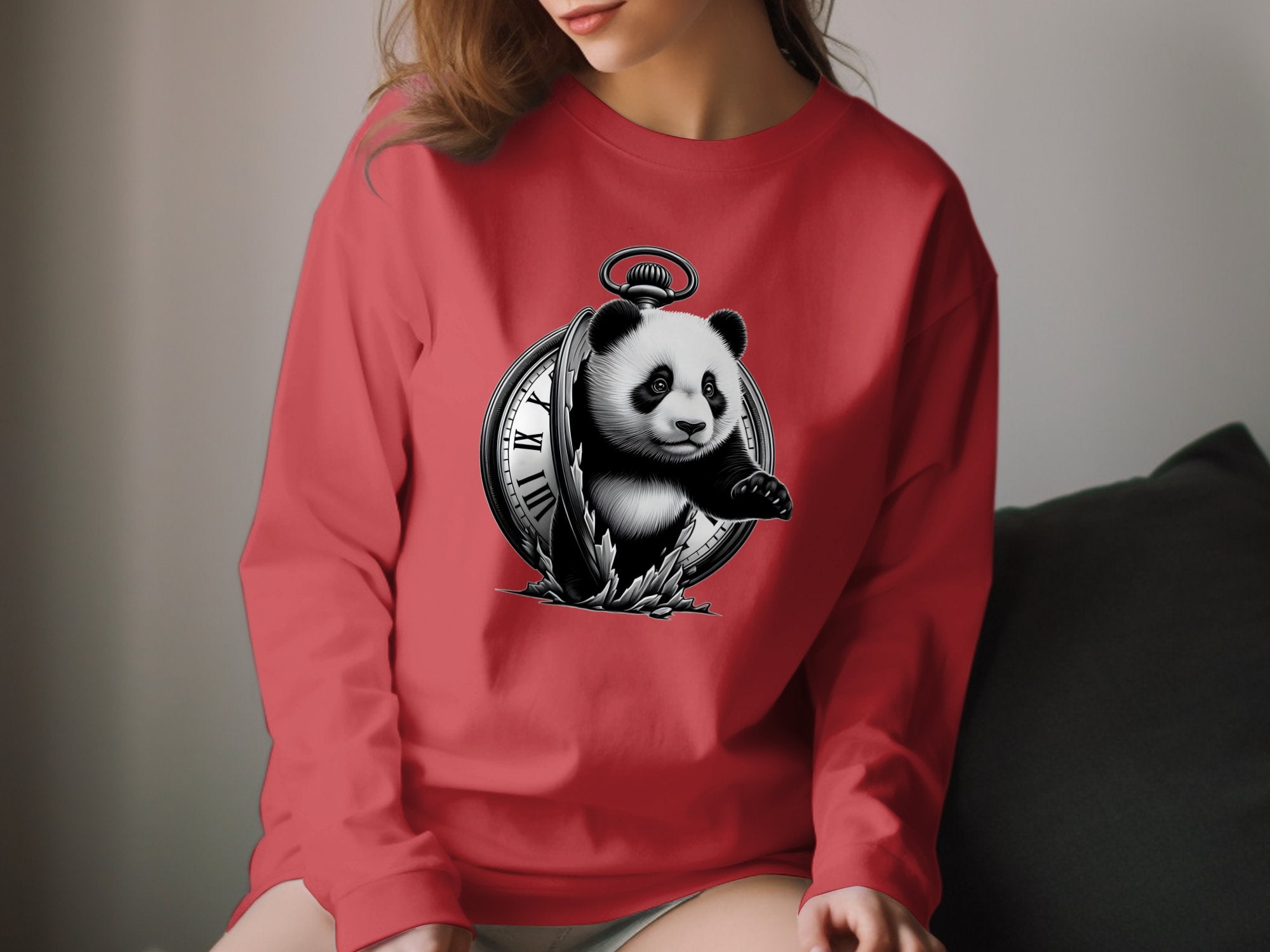 Panda - Coloured Gildan Long Sleeve Realistic Animal Talisman Unisex Cute Tee Graphic Design