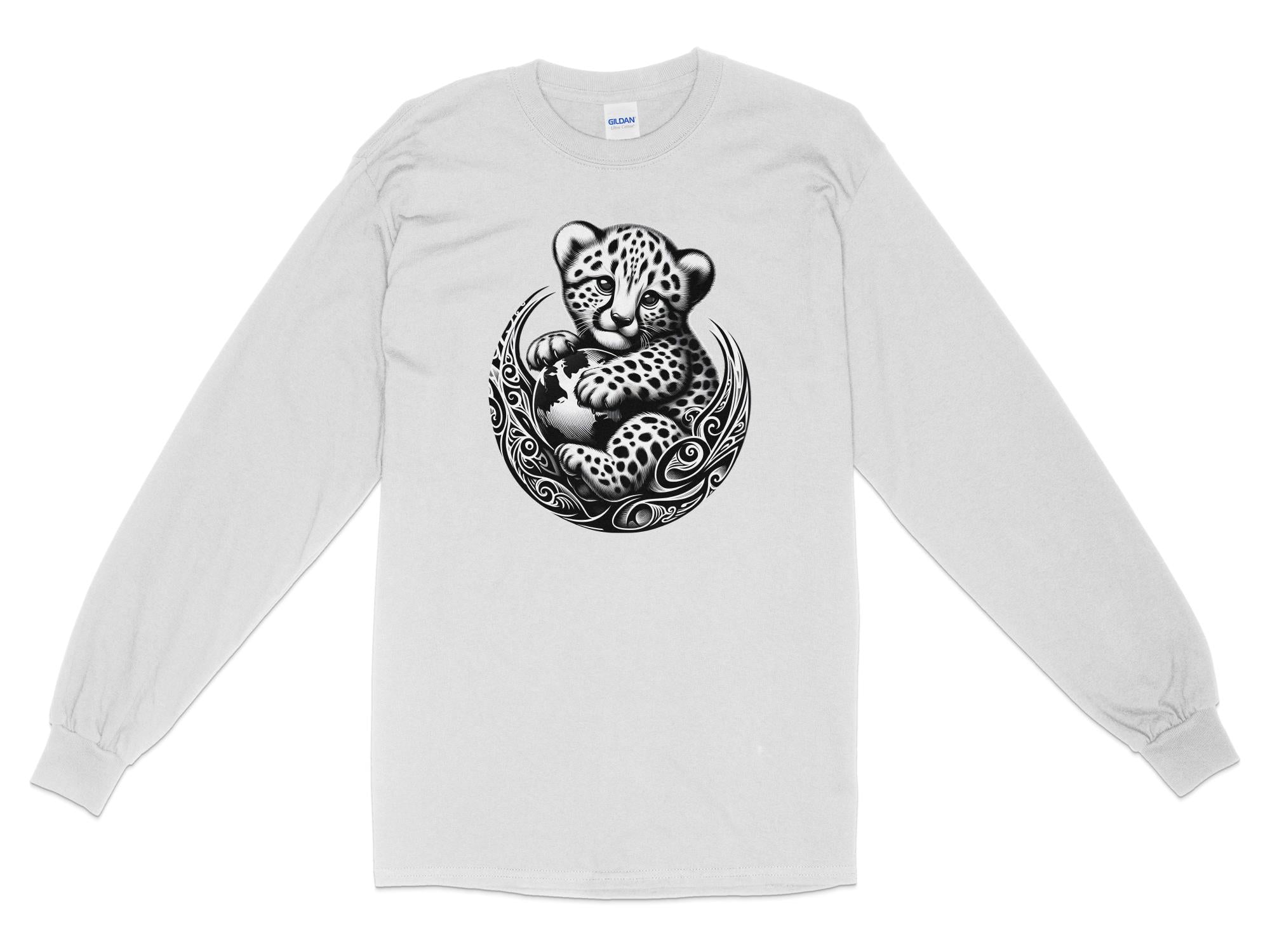 Cheetah World - Coloured Gildan Long Sleeve Realistic Animal Talisman Unisex Cute Tee Graphic Design