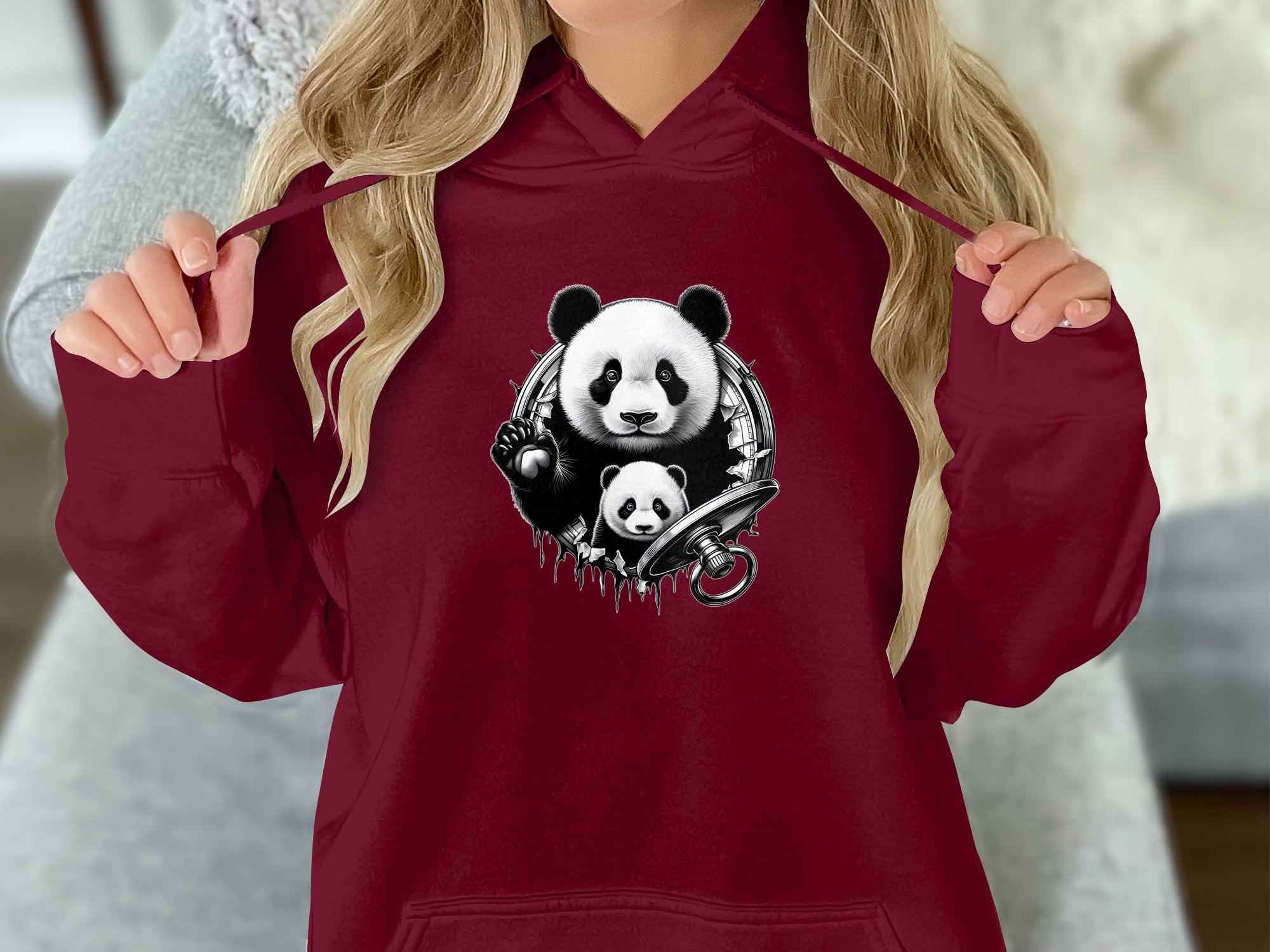 Panda - Coloured Gildan Hoodie Realistic Animal Talisman Unisex Cute Tee Graphic Design