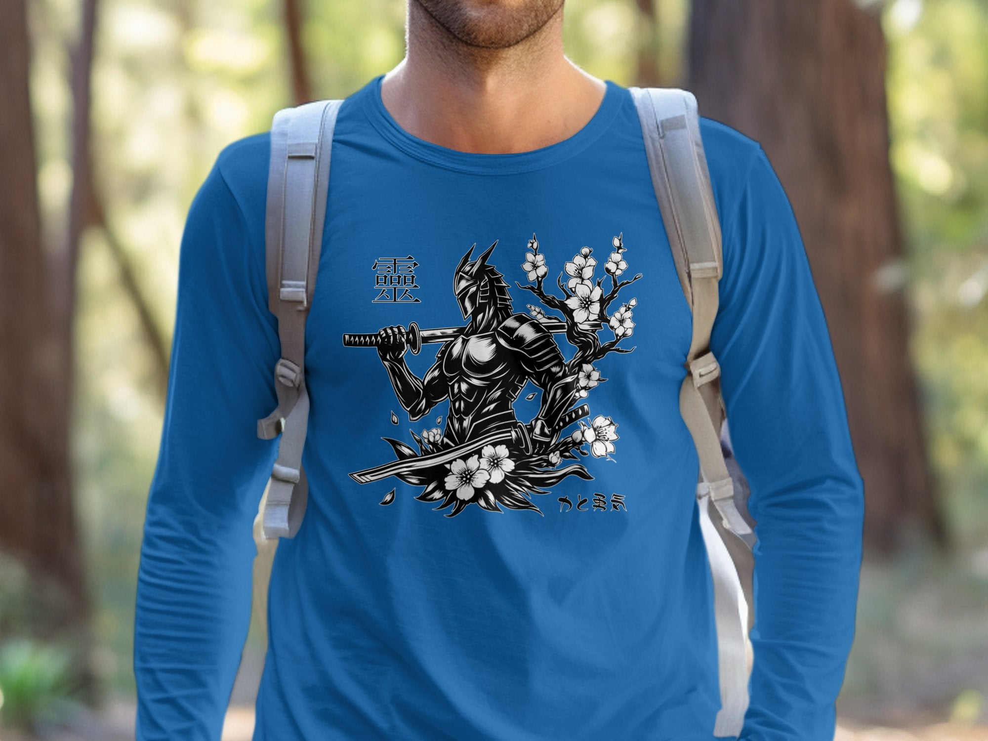 Samurai Ninja - Coloured Gildan Long Sleeve Japanese Talisman Unisex Cultural Symbolic Graphic Design