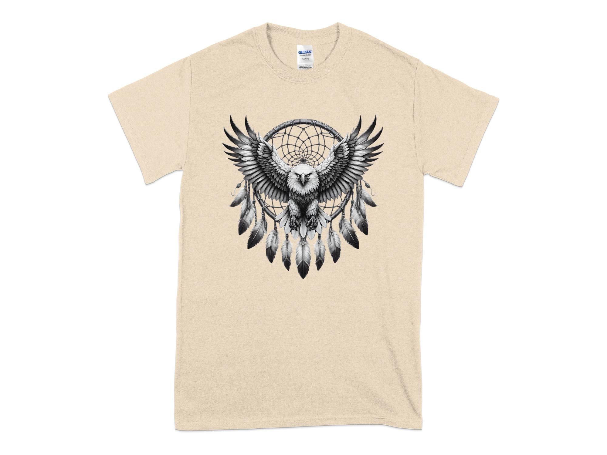 Dreamcatcher Eagle - Coloured Gildan T-Shirt Realistic Native American Talisman Unisex Mythology Tee Graphic Design