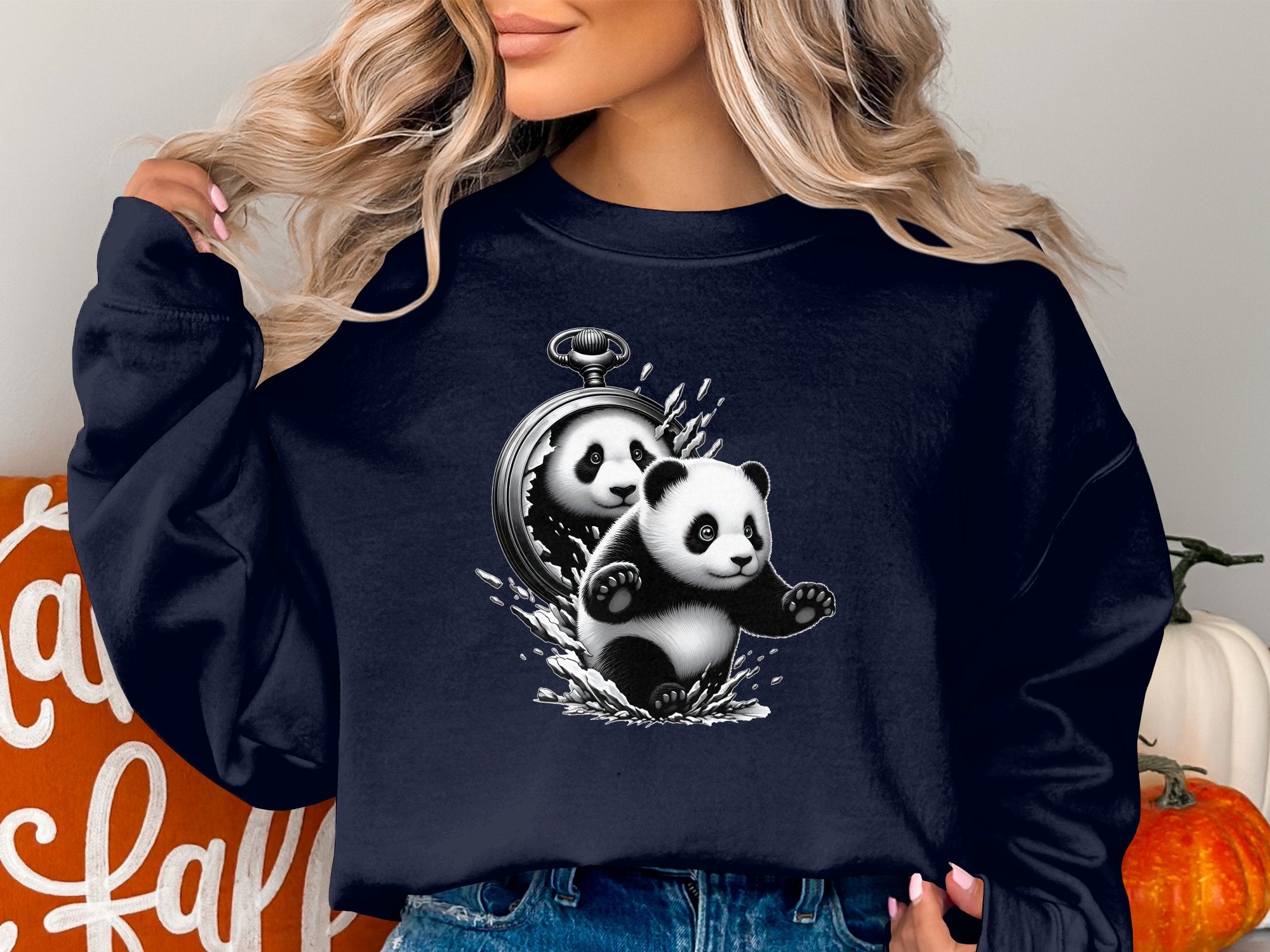 Panda - Coloured Gildan Sweatshirt Realistic Animal Talisman Unisex Cute Tee Graphic Design