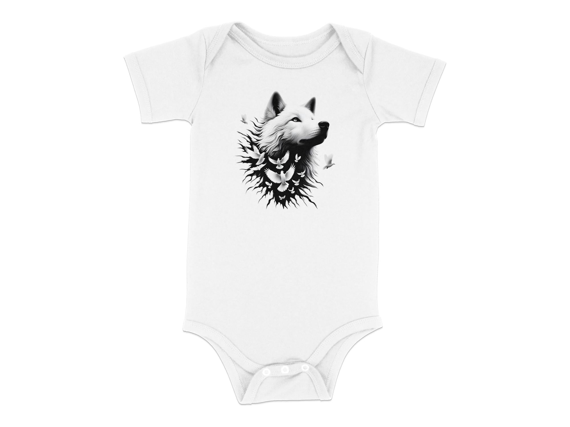 Wolf x Doves - Coloured Toddler Bodysuit Realistic Animal Talisman Unisex Tee Graphic Design