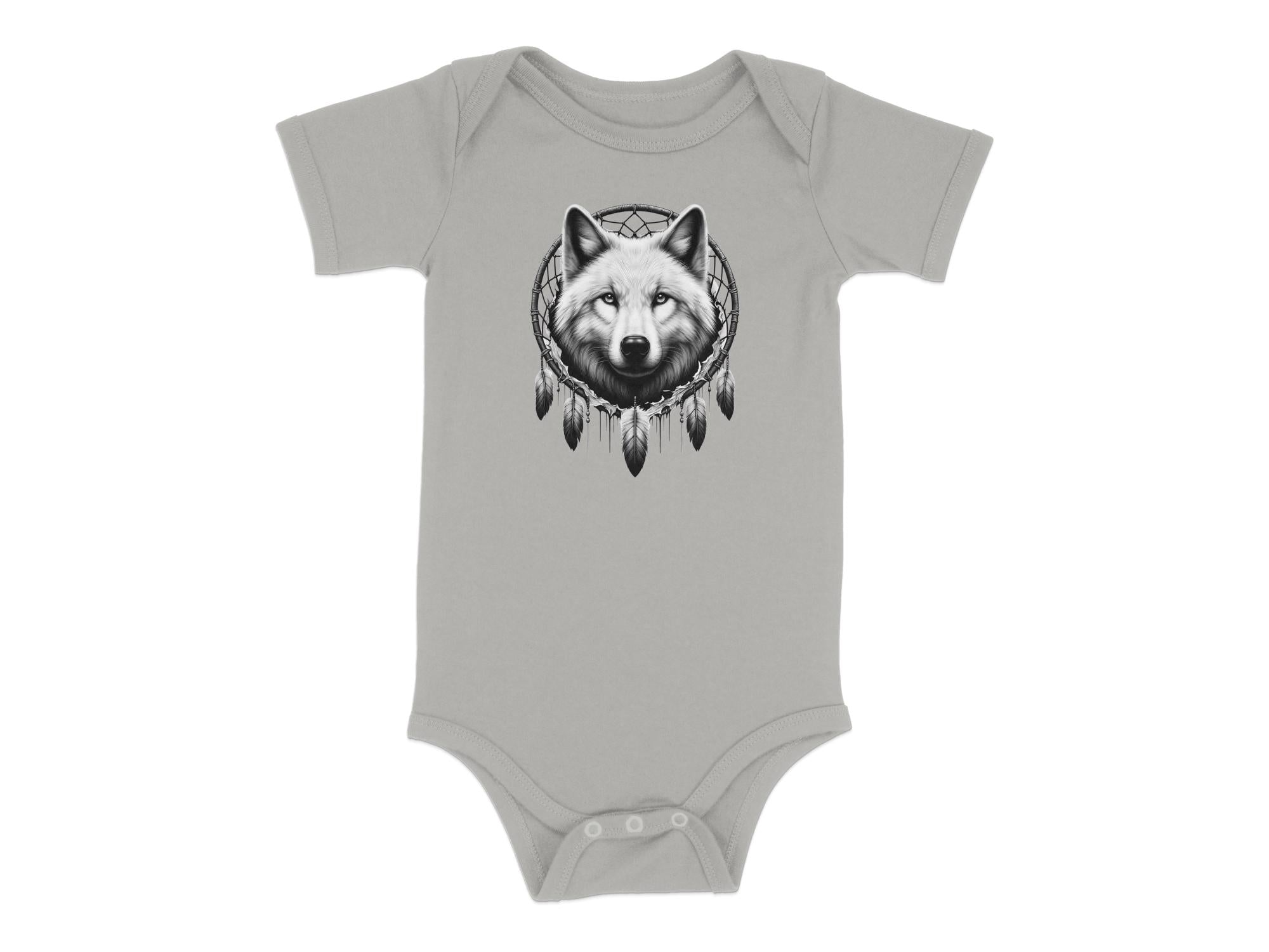 Dreamcatcher Wolf - Coloured Toddler Bodysuit Realistic Native American Talisman Unisex Mythology Tee Graphic Design