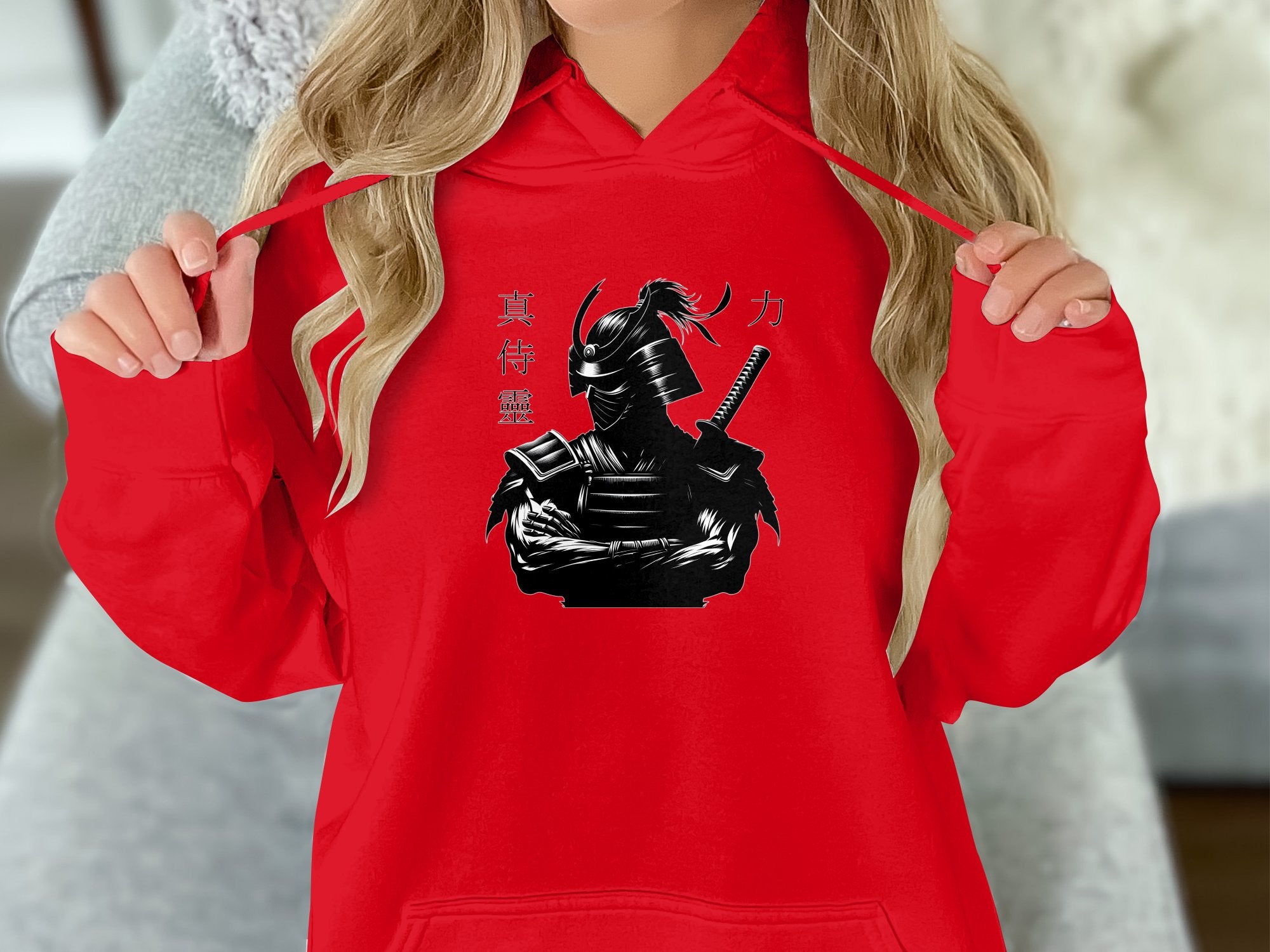 Samurai Ninja - Coloured Gildan Hoodie Japanese Talisman Unisex Cultural Symbolic Graphic Design