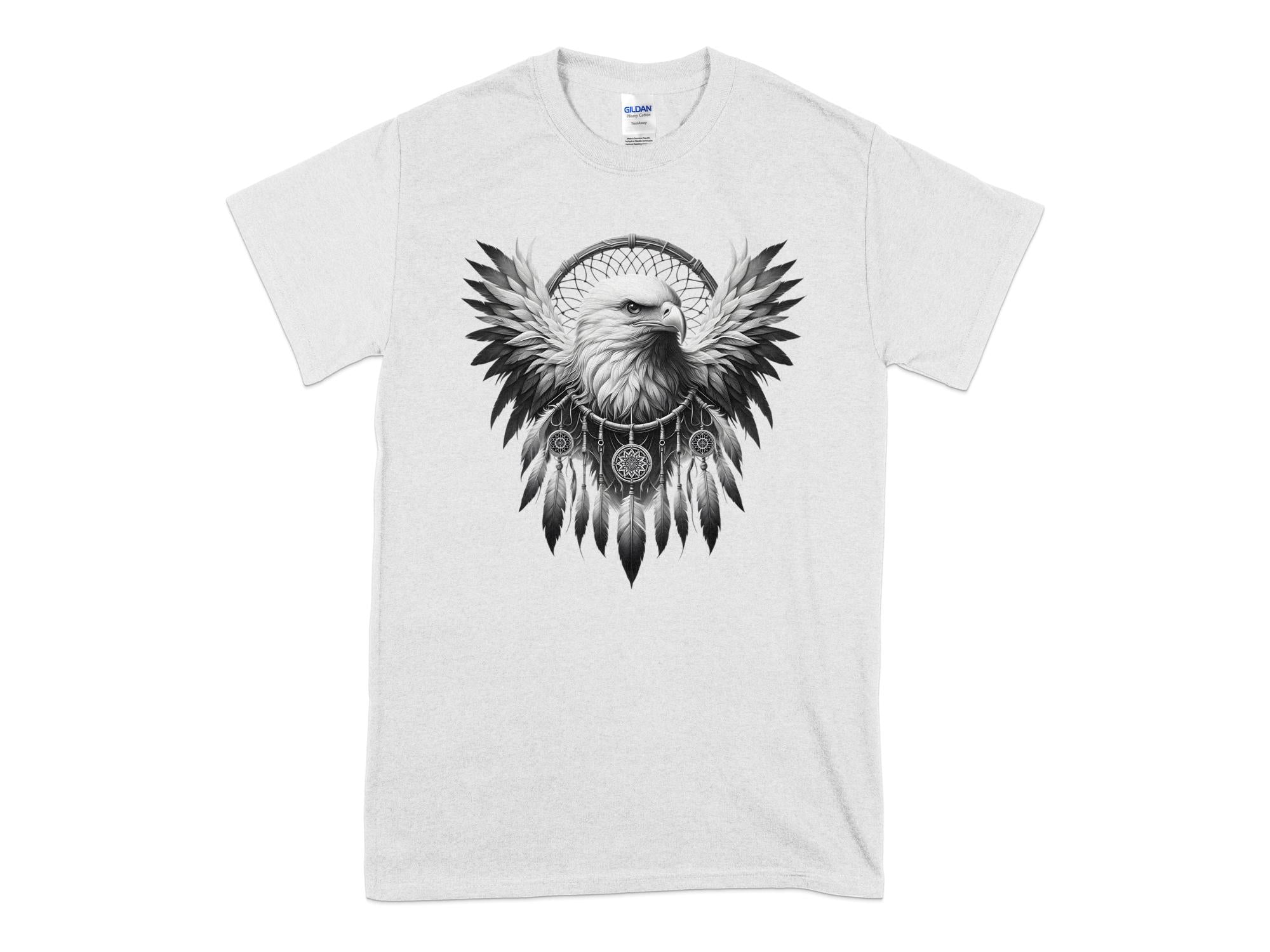 Dreamcatcher Eagle - Coloured Gildan T-Shirt Realistic Native American Talisman Unisex Mythology Tee Graphic Design