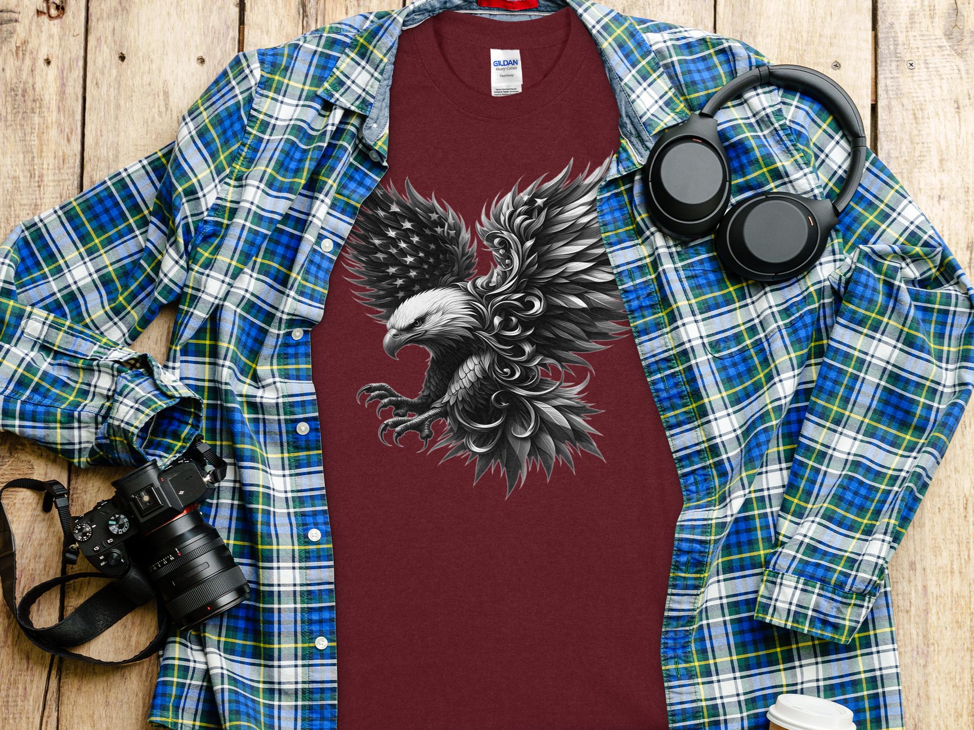 Eagle Patriot - Coloured Gildan T-Shirt Realistic Animal Talisman Unisex Tee Graphic Design