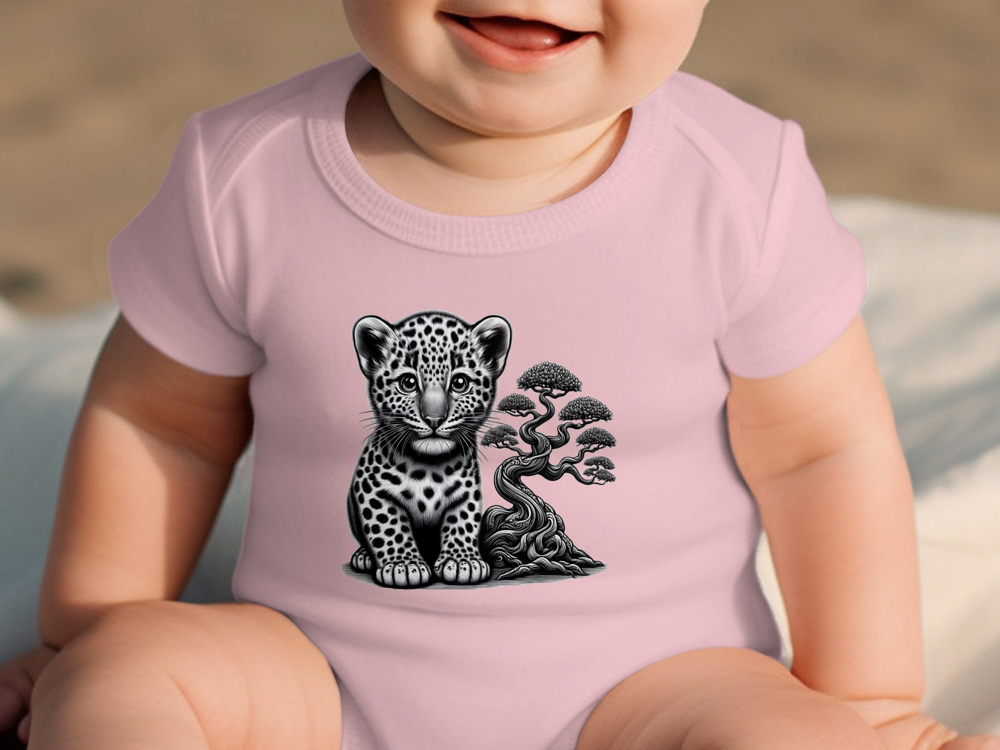 Leopard Bonsai - Coloured Toddler Bodysuit Realistic Animal Talisman Unisex Cute Tee Graphic Design