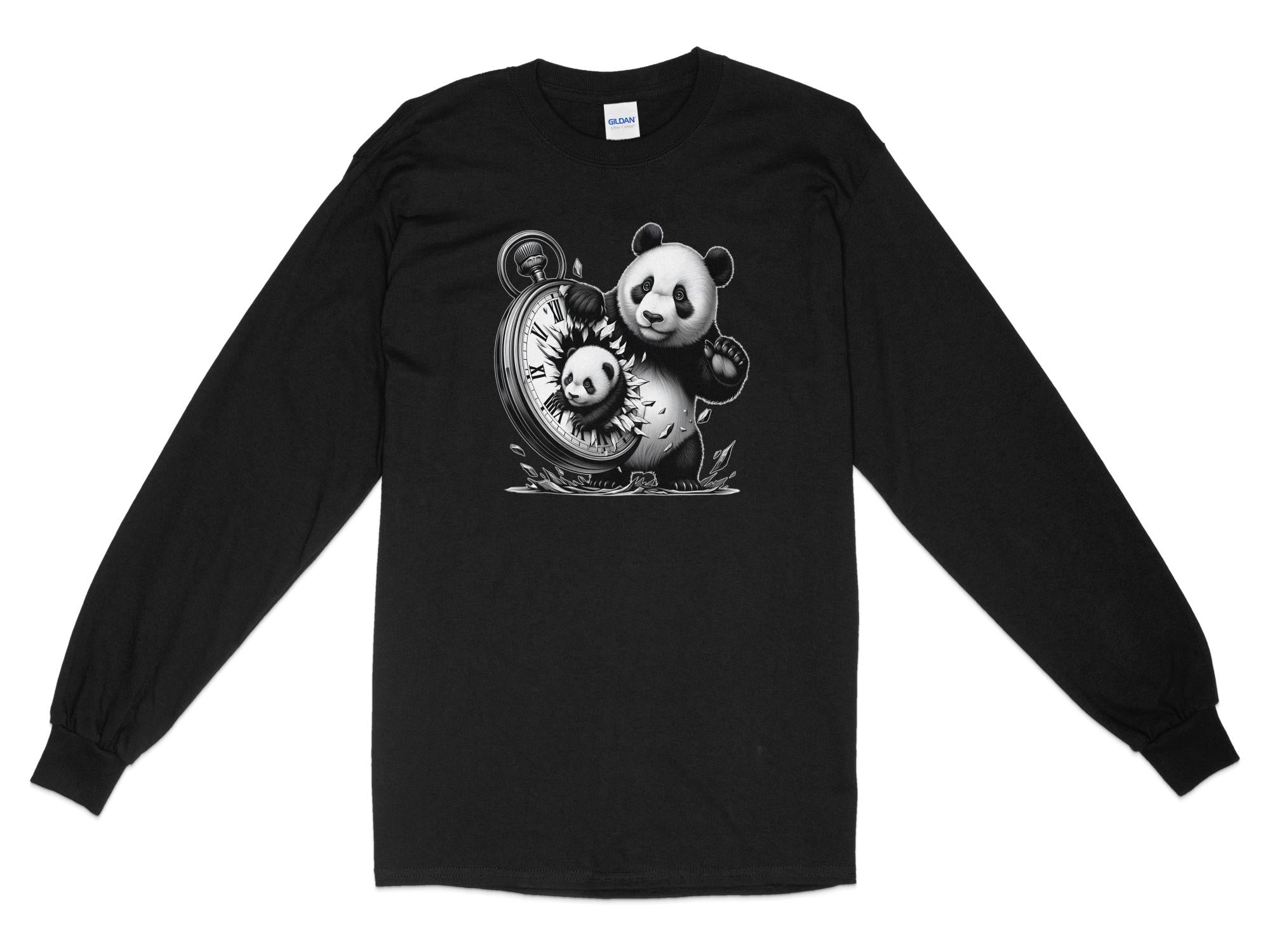 Panda - Coloured Gildan Long Sleeve Realistic Animal Talisman Unisex Cute Tee Graphic Design