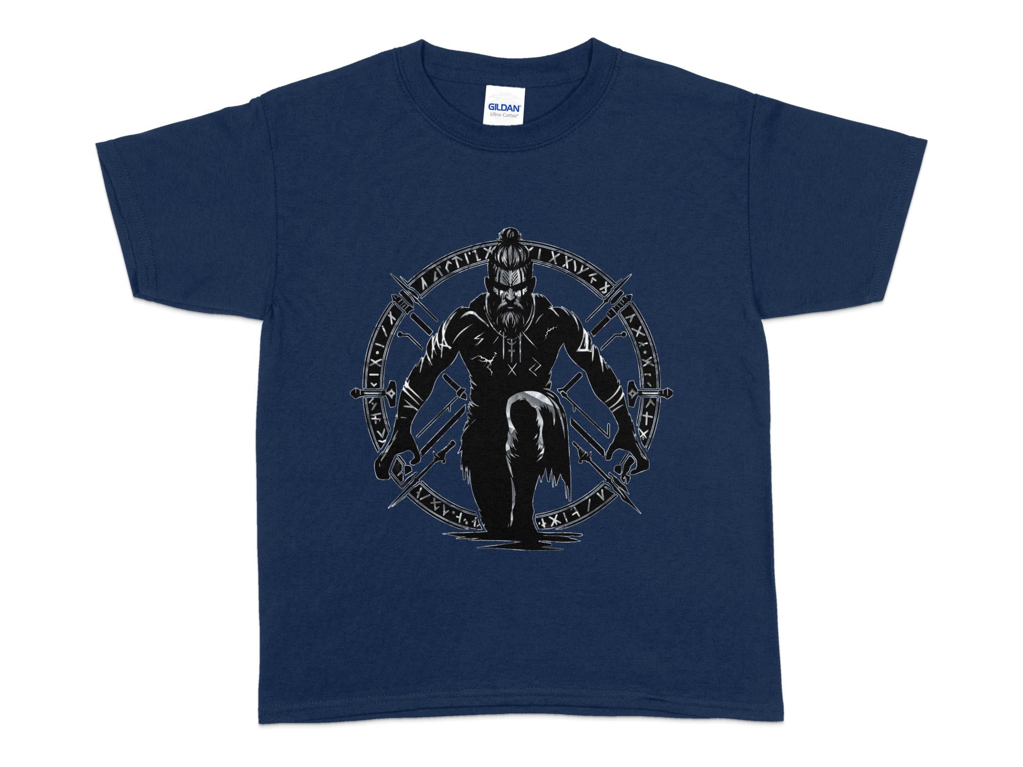 Viking Watchman - Coloured Gildan Kids T Shirt Norse Talisman Unisex Valhalla Tee