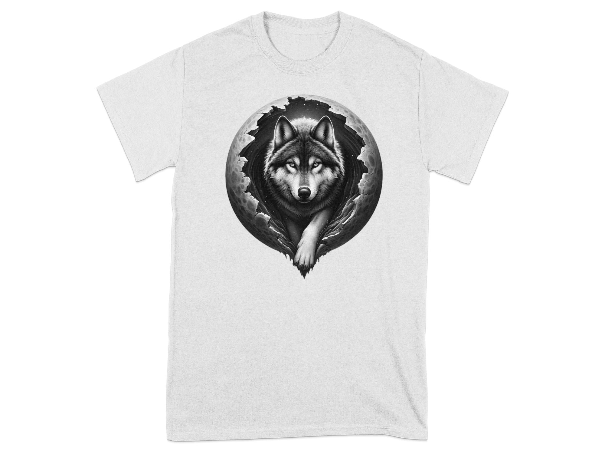 Moon Wolf - Coloured Gildan T-Shirt Realistic Animal Talisman Unisex Mythology Tee Graphic Design