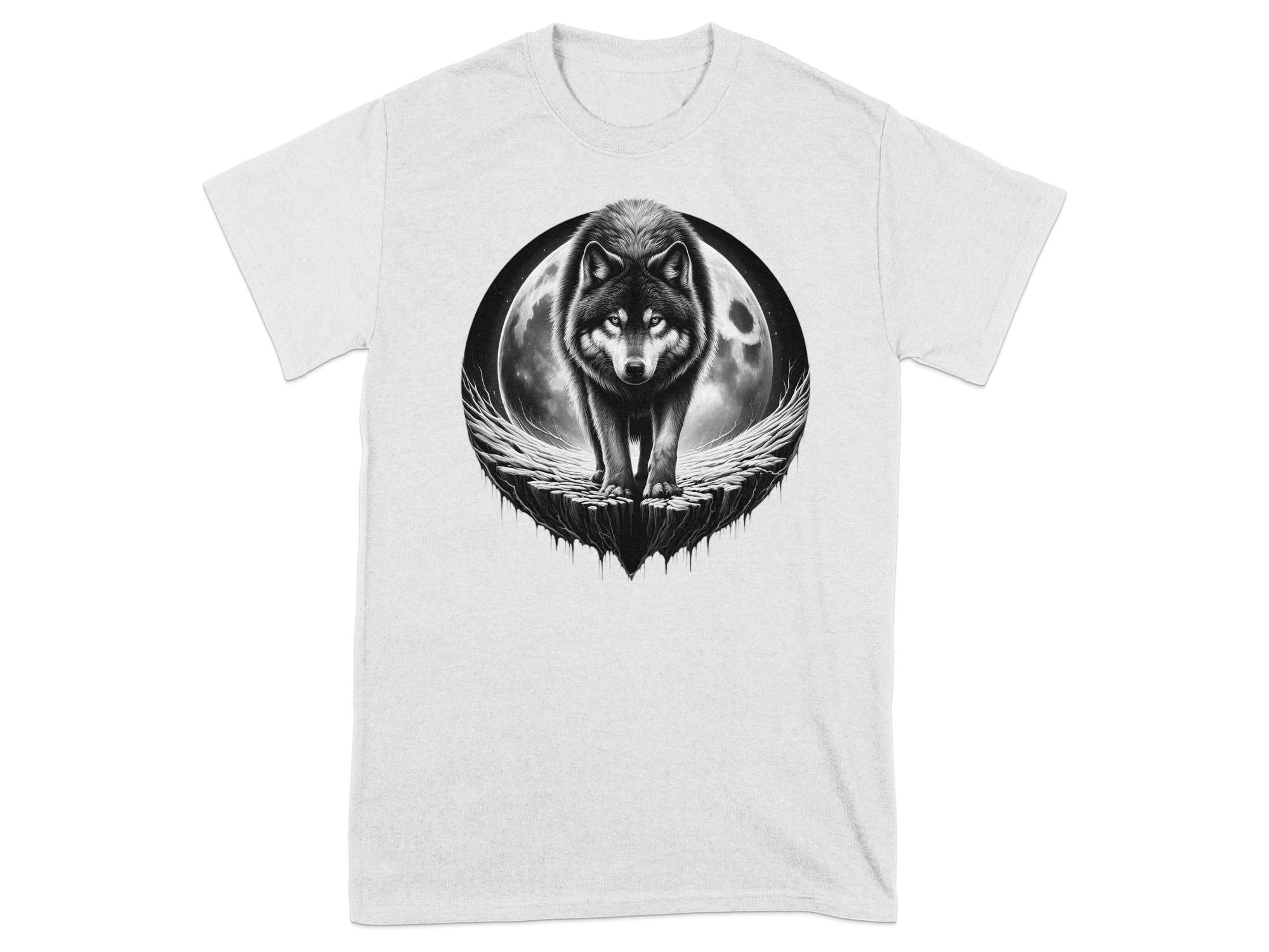 Moon Wolf - Coloured Gildan T-Shirt Realistic Animal Talisman Unisex Mythology Tee Graphic Design