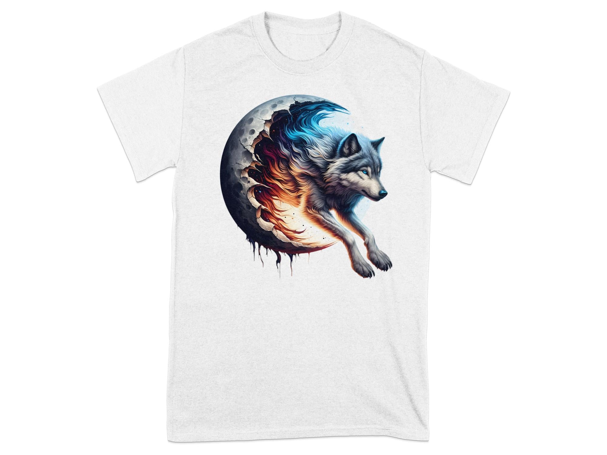 Moon Wolf - T-Shirt Realistic Full Colour Animal Talisman Unisex Mythology Tee Gildan Graphic Design