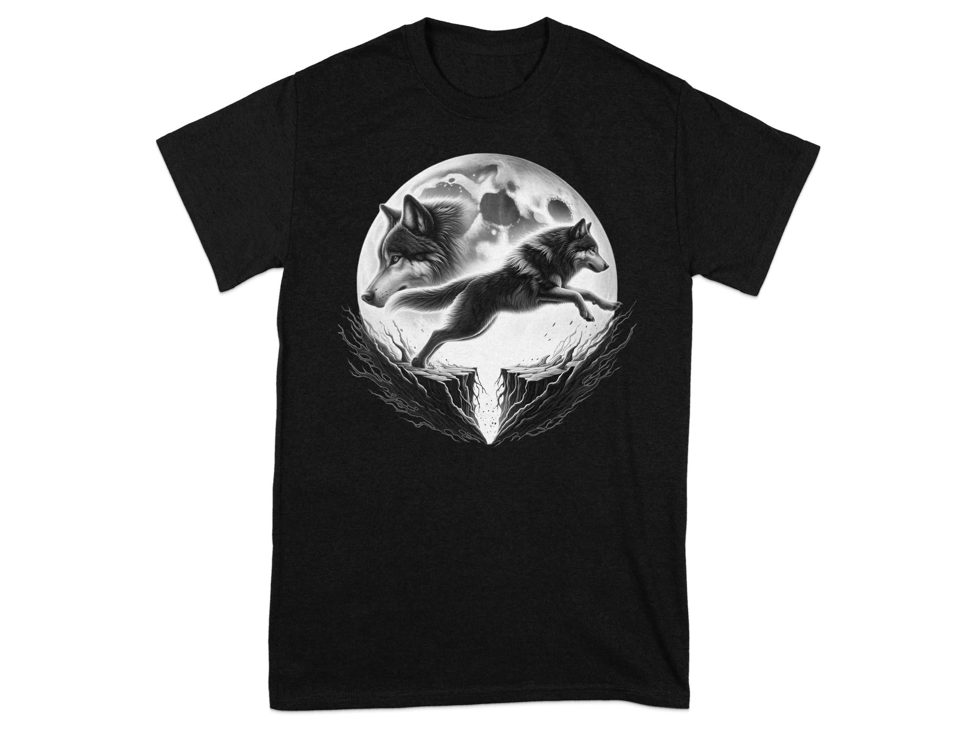 Moon Wolf - Coloured Gildan T-Shirt Realistic Animal Talisman Unisex Mythology Tee Graphic Design