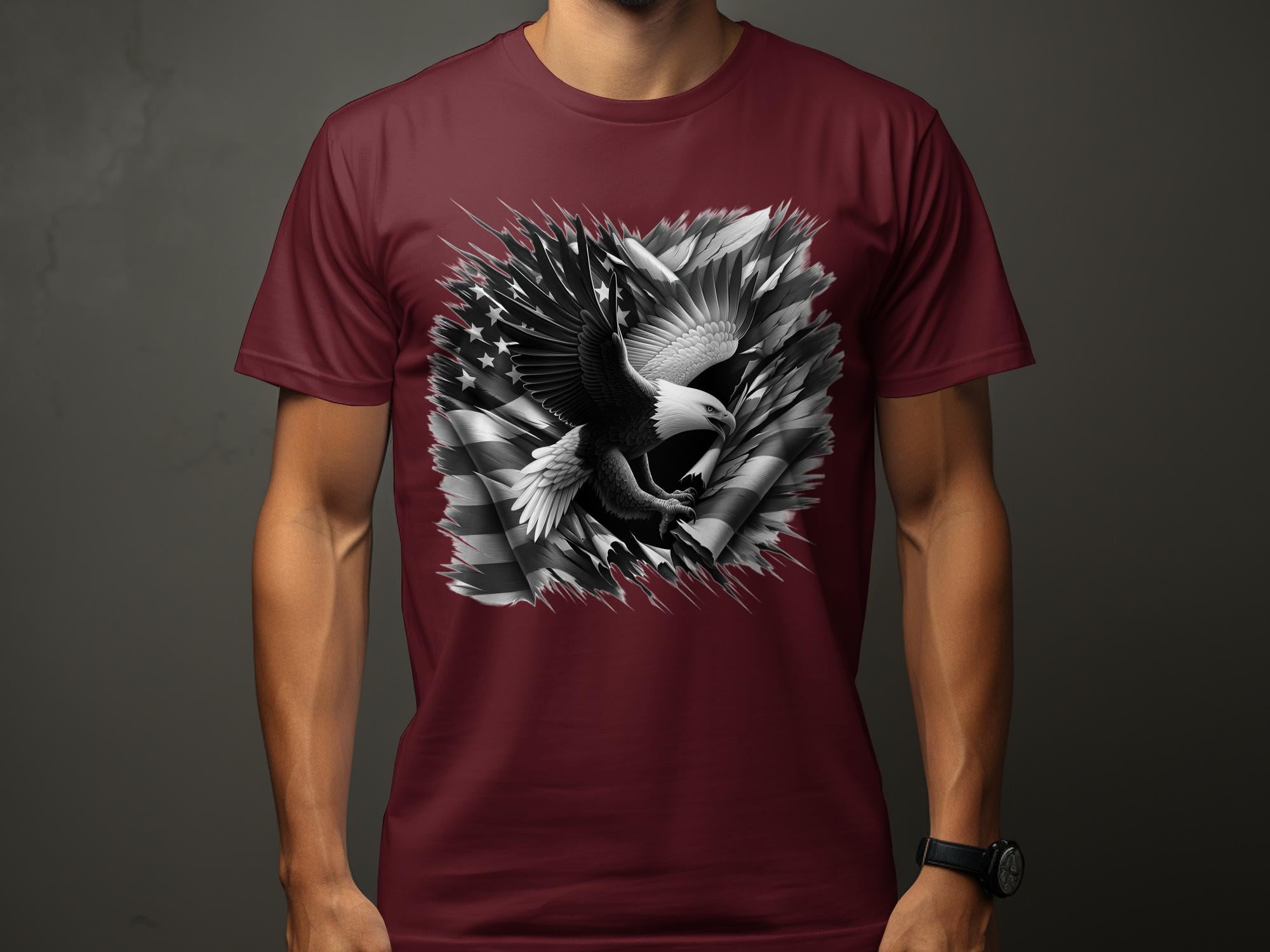 Eagle Patriot - Coloured Gildan T-Shirt Realistic Animal Talisman Unisex Tee Graphic Design