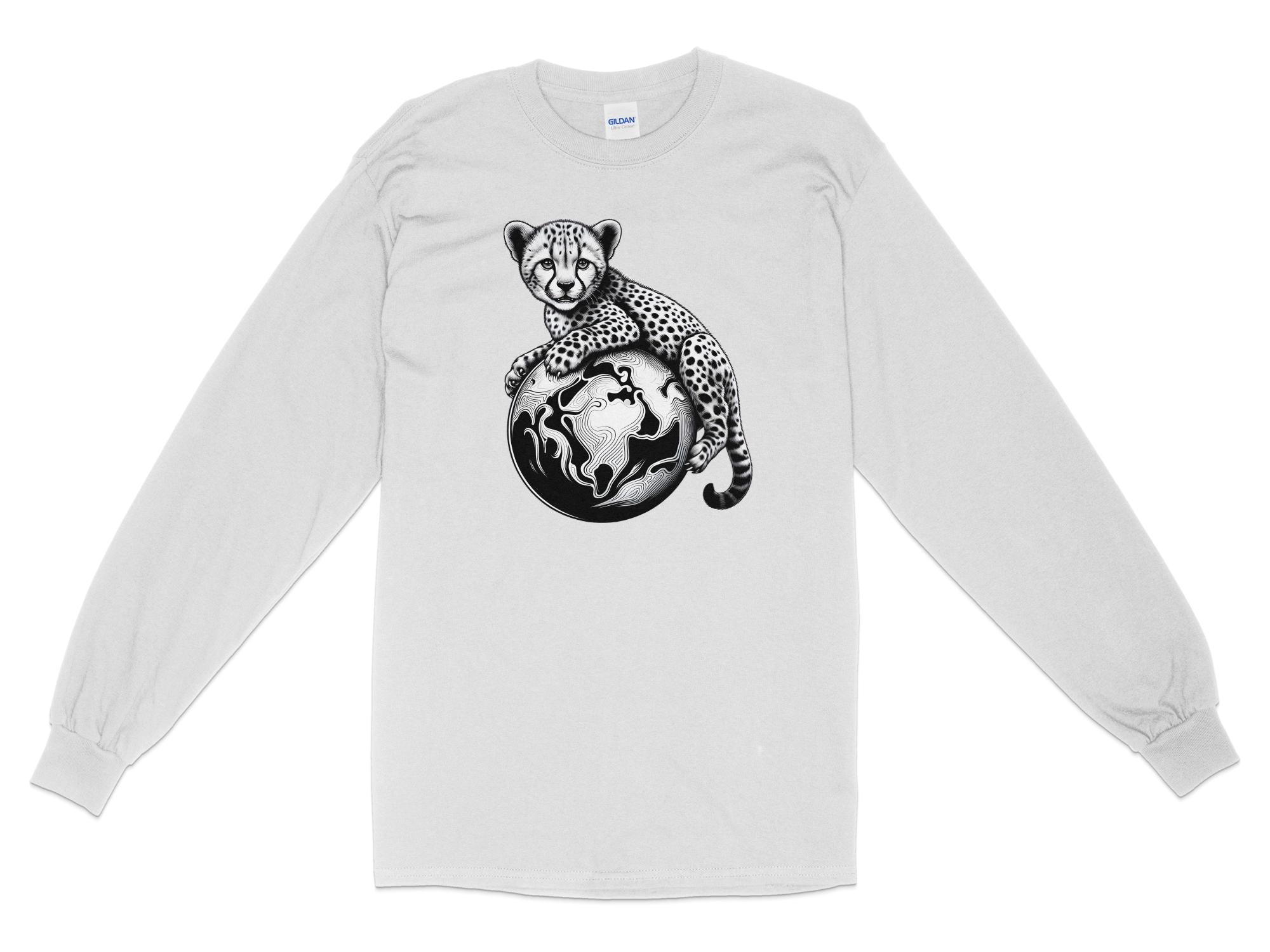 Cheetah World - Coloured Gildan Long Sleeve Realistic Animal Talisman Unisex Cute Tee Graphic Design