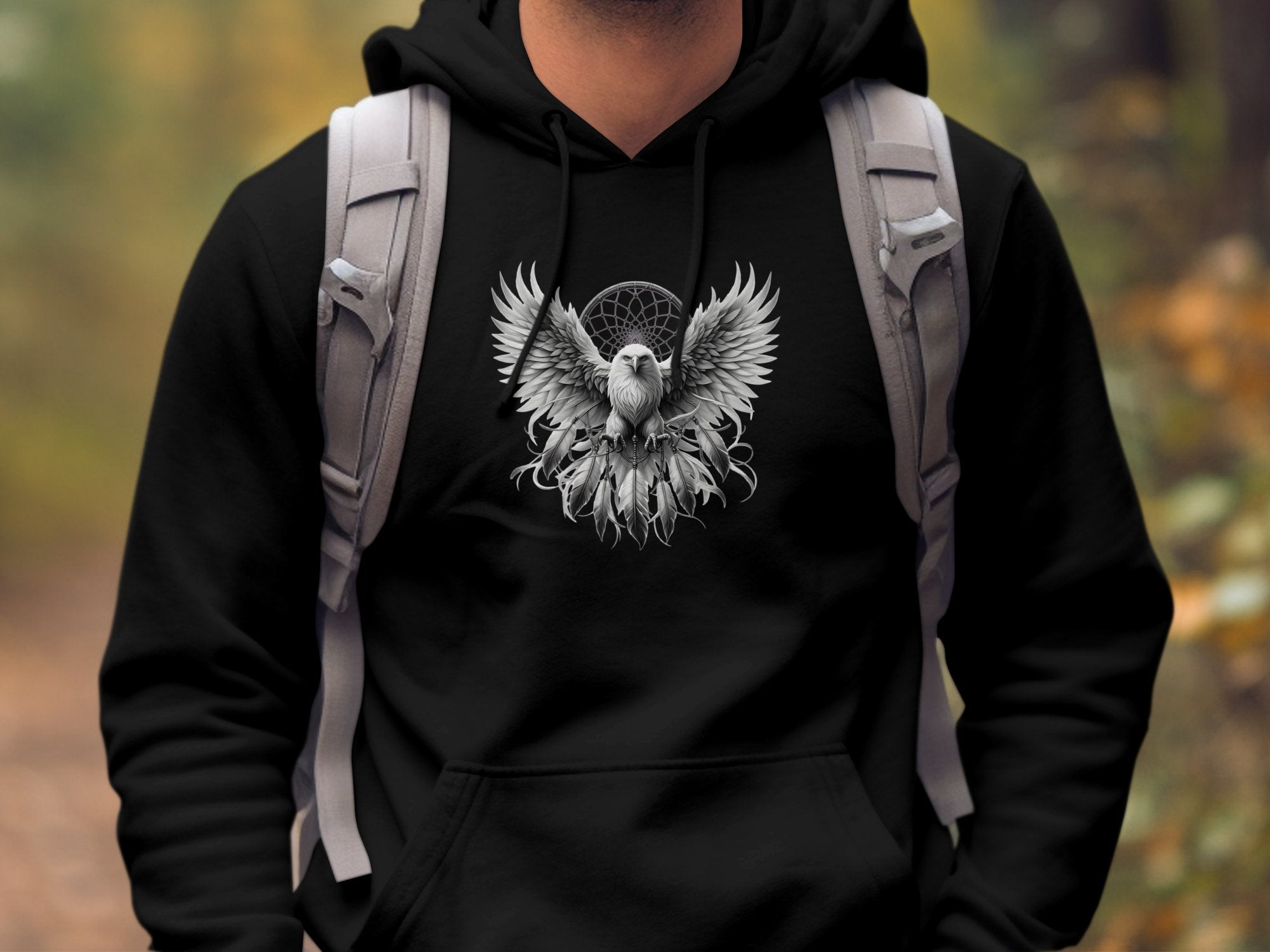 Dreamcatcher Eagle - Coloured Gildan Hoodie Realistic Native American Talisman Unisex Mythology Tee Graphic Design