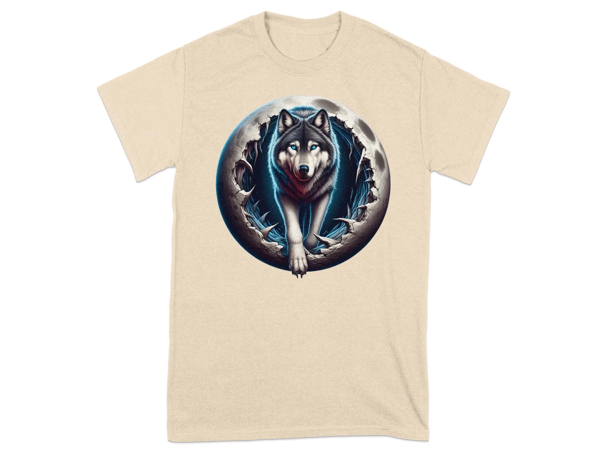 Moon Wolf - T-Shirt Realistic Full Colour Animal Talisman Unisex Mythology Tee Gildan Graphic Design