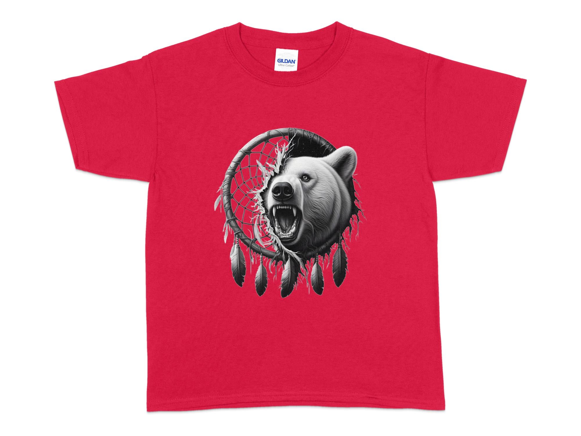 Dreamcatcher Bear - Coloured Gildan Kids T Shirt Realistic Native American Talisman Unisex Mythology Tee Graphic Design