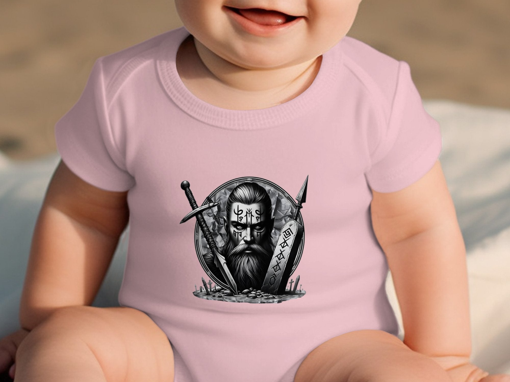 Viking Fortitude - Coloured Toddler Bodysuit Realistic Norse Talisman Unisex Valhalla Tee Graphic Design