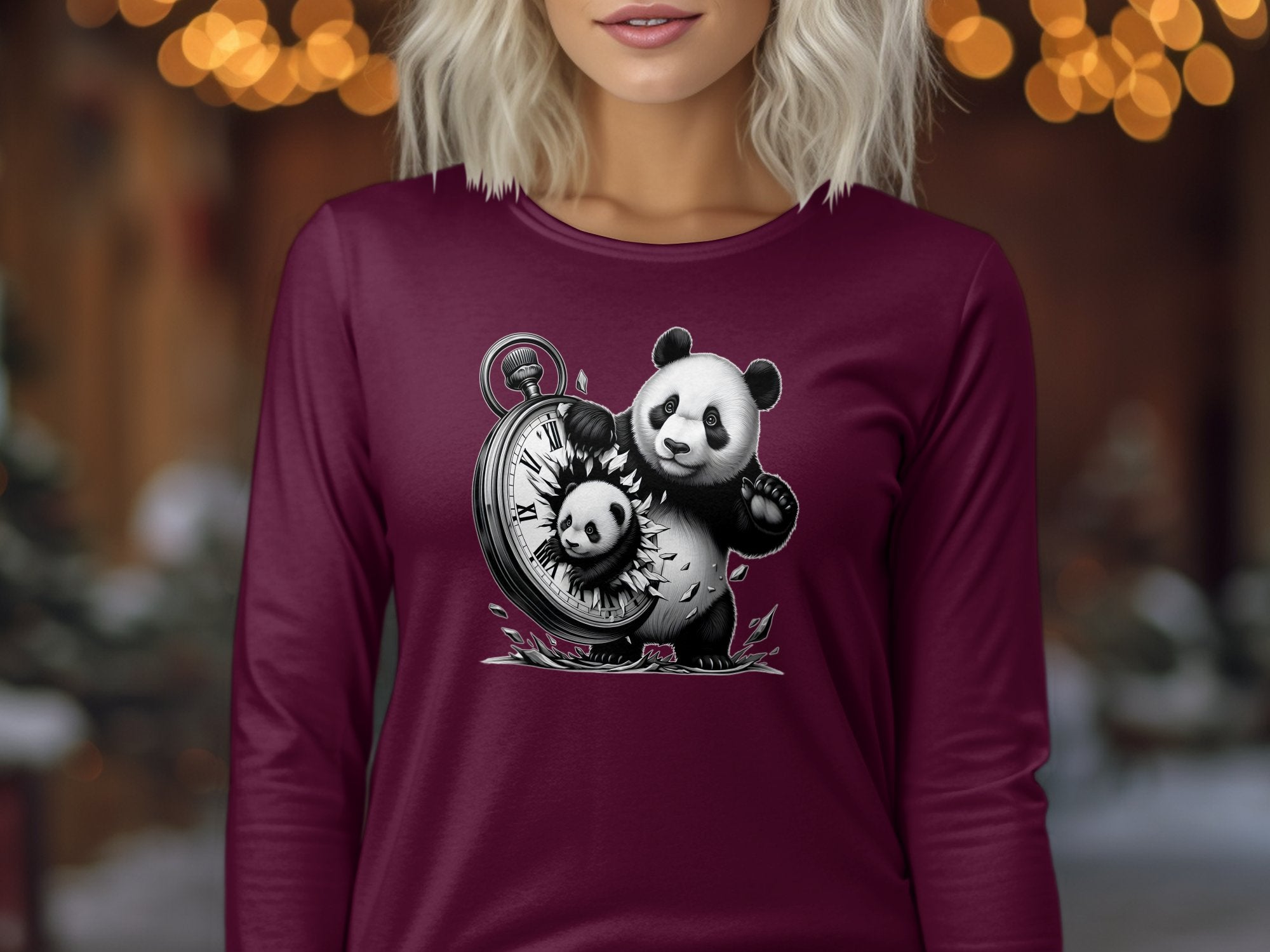 Panda - Coloured Gildan Long Sleeve Realistic Animal Talisman Unisex Cute Tee Graphic Design